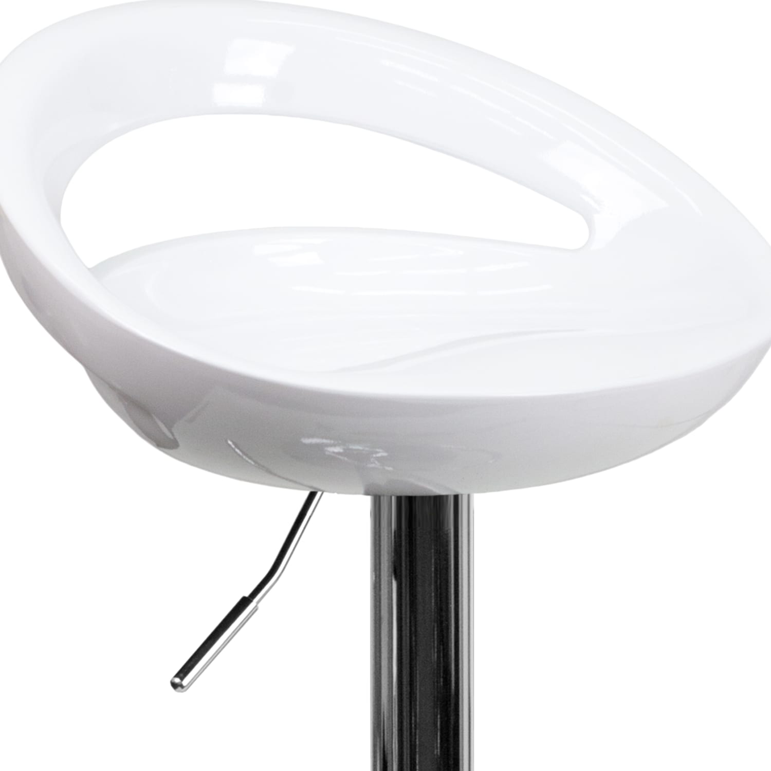 Flash Furniture Contemporary Plastic Adjustable Height Barstool with Rounded Cutout Back and Chrome Base, White - Image 10