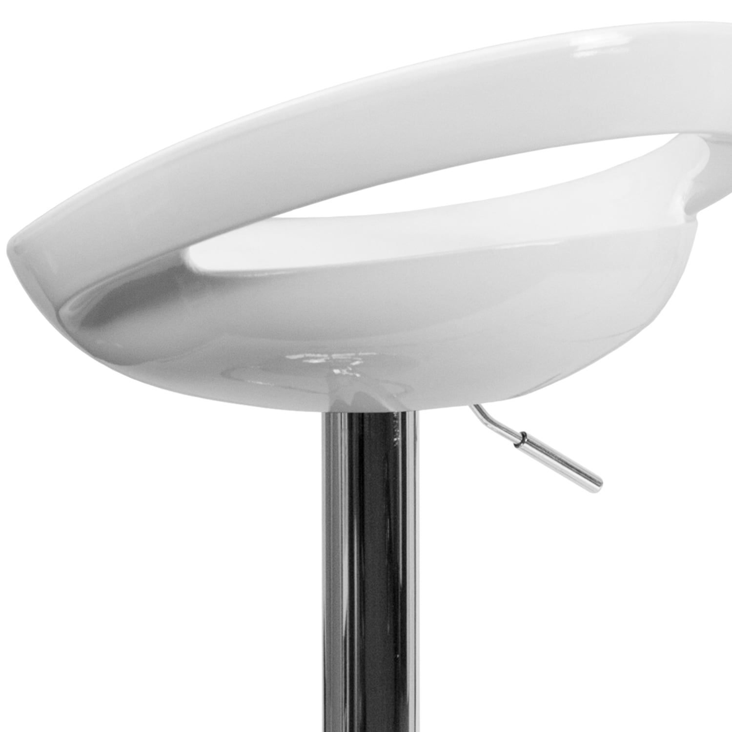 Flash Furniture Contemporary Plastic Adjustable Height Barstool with Rounded Cutout Back and Chrome Base, White - Image 11