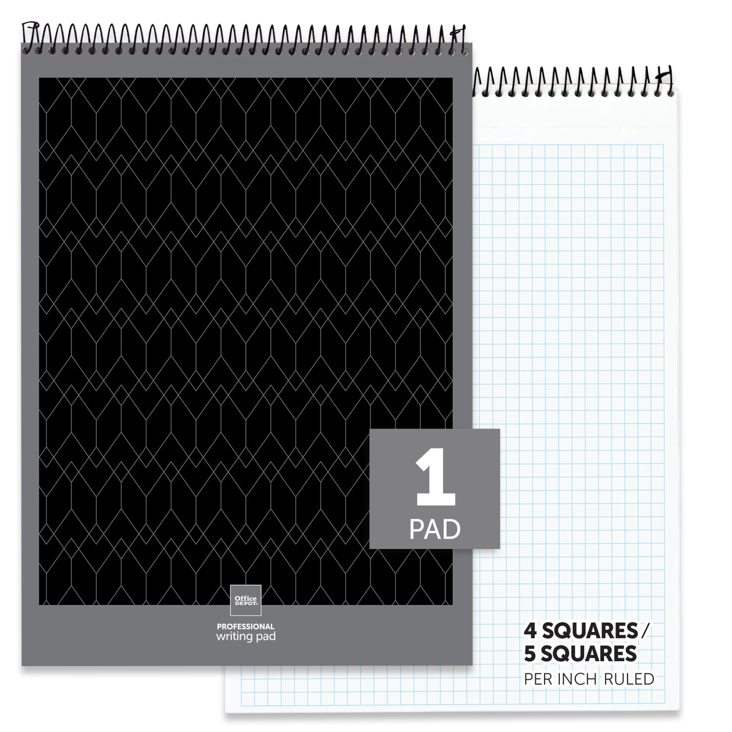Office Depot Brand Professional Top Wirebound Writing Pad, 8 1/2in x 11 3/4in, Quad Ruled, 70 Sheets, White - Image 3