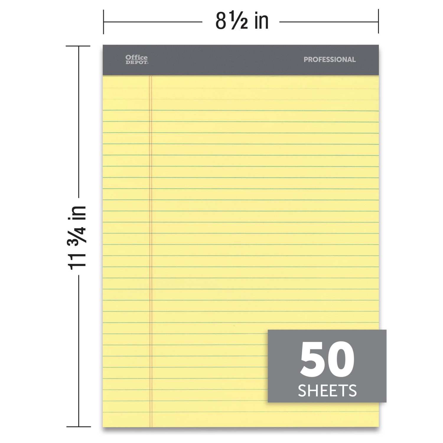 Office Depot Brand Professional Writing Pads, 8 1/2in x 11 3/4in, Legal/Wide Ruled, 50 Sheets, Canary, Pack Of 8 - Image 5