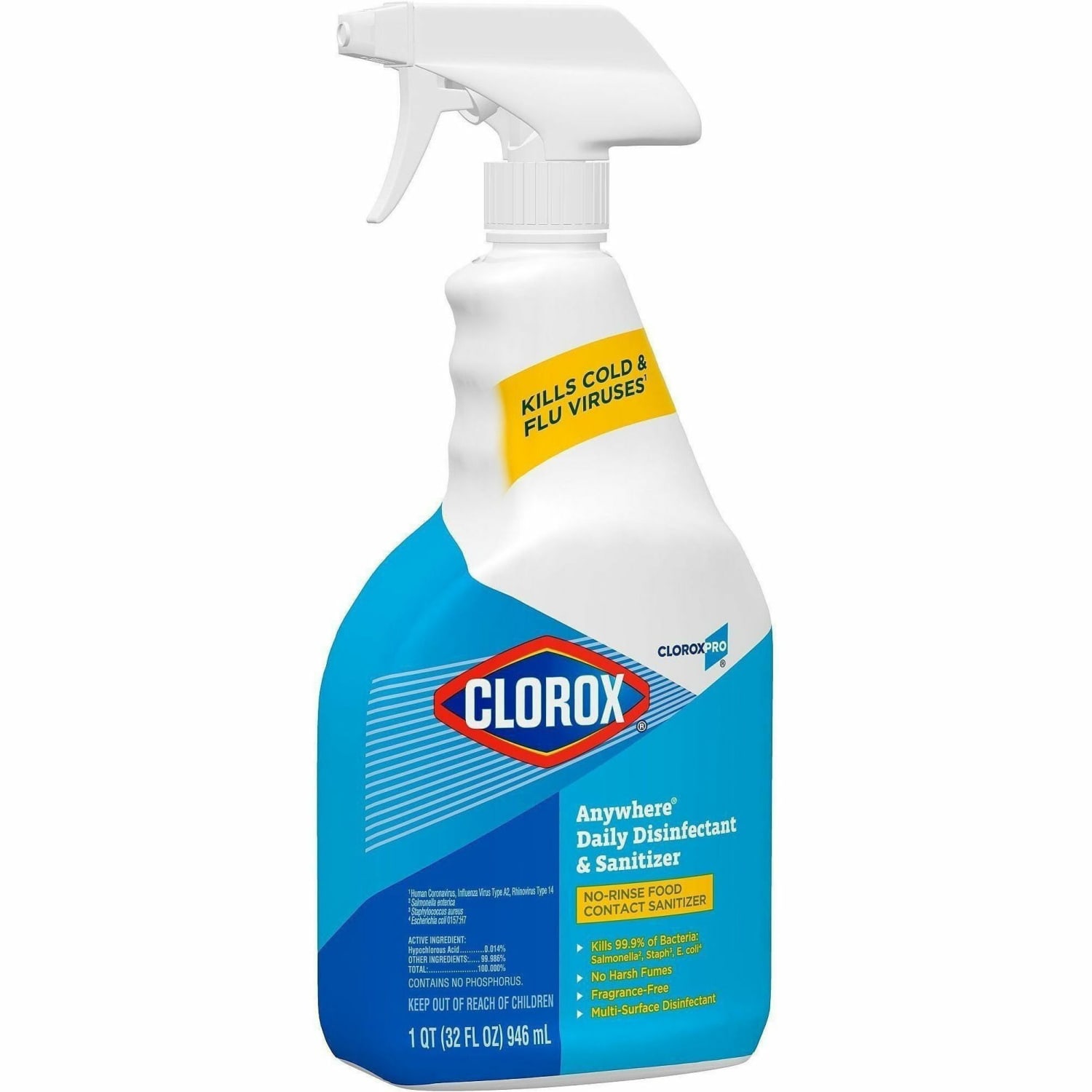CloroxPro Anywhere Daily Disinfectant and Sanitizer - 32 fl oz (1 quart) - Residue-free, Fume-free, Antibacterial - Clear - 216 / Bundle - Image 3
