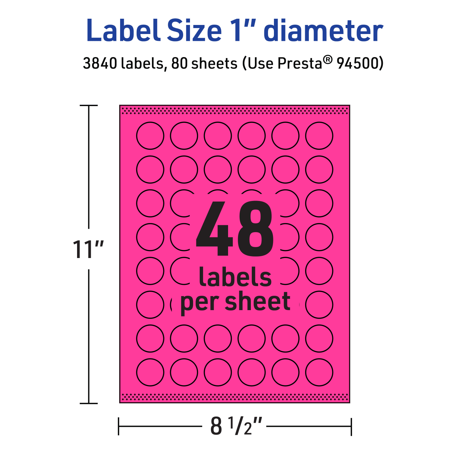 Avery Print-To-The-Edge Labels With Sure Feed Technology, 94500-NMP80, Round, 1in, Matte Neon Magenta, Pack of 3840 - Image 6