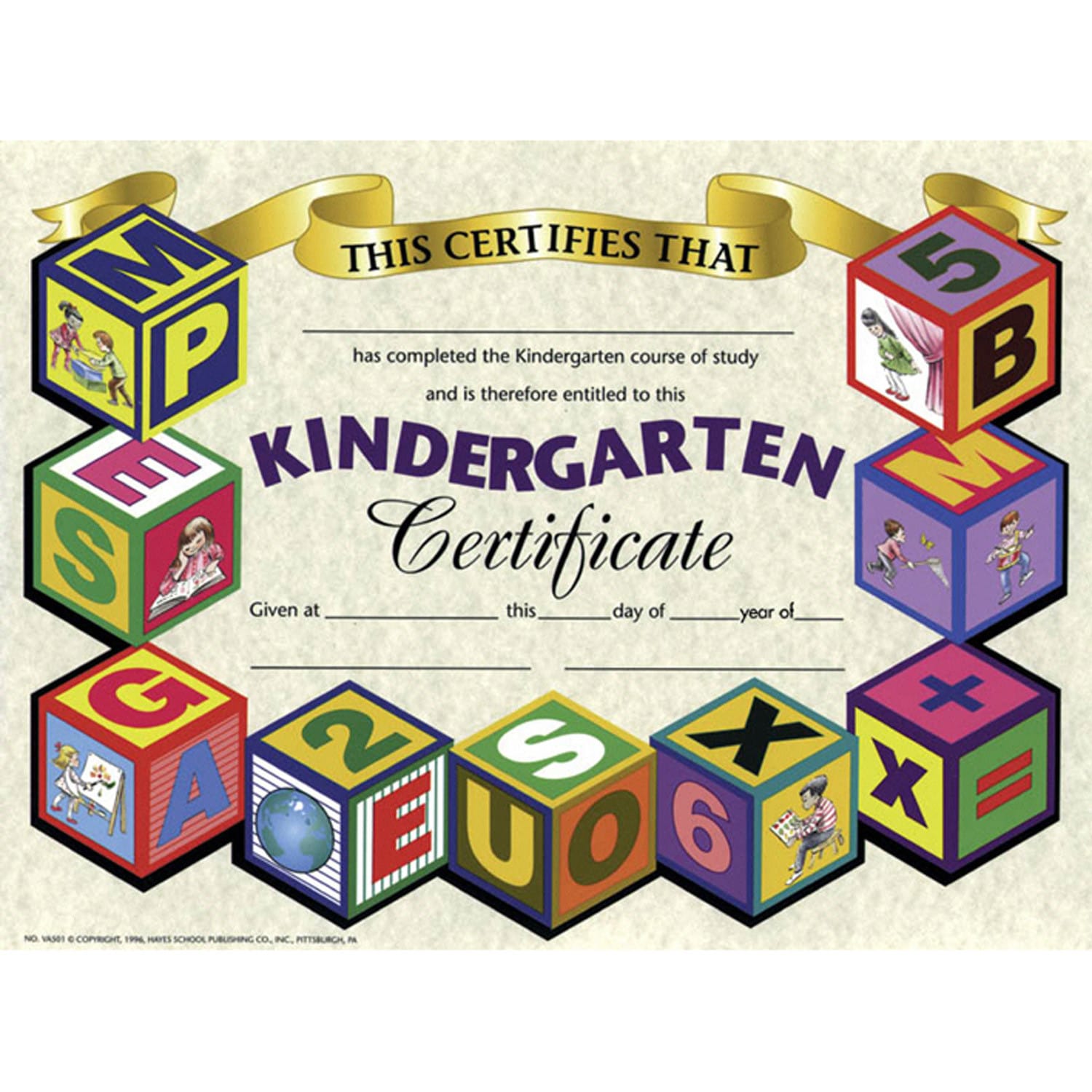 Hayes Publishing Kindergarten Certificate, 8.5in x 11in, 30 Per Pack, Set Of 3 Packs, HVA5013 - Image 3