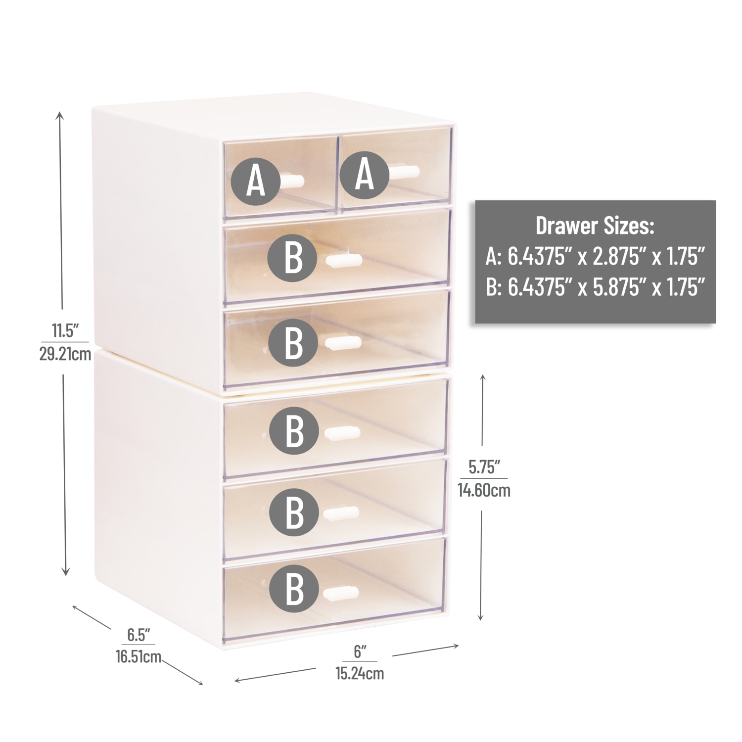 Mind Reader 4-Drawer Craft Supply Organizer With Top Tray, 5-3/4inH x 6-1/2inW x 6inD, White, Total Qty 1 - Image 4