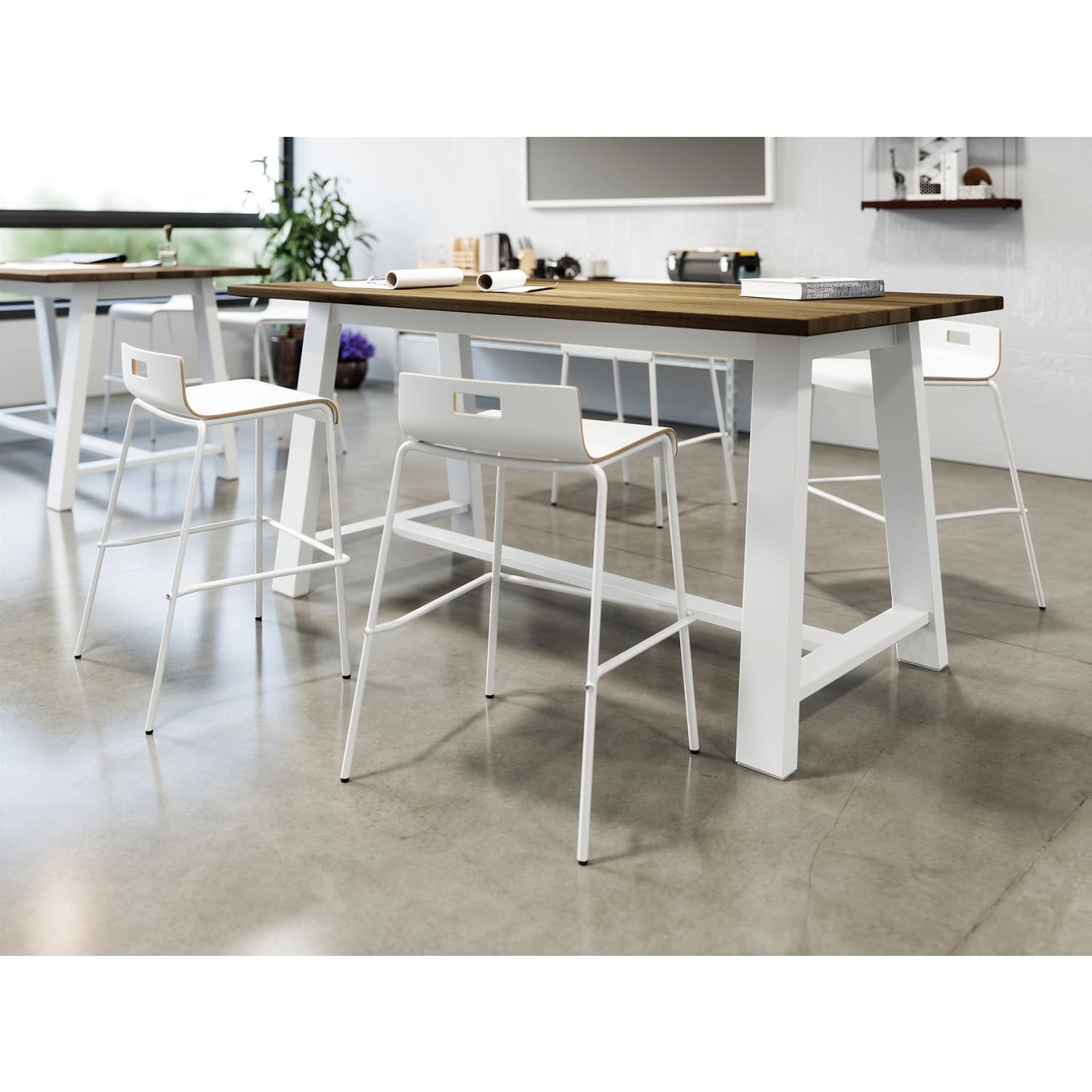 KFI Studios Midtown Dining Table With 4 Chairs, Natural/White - Image 3