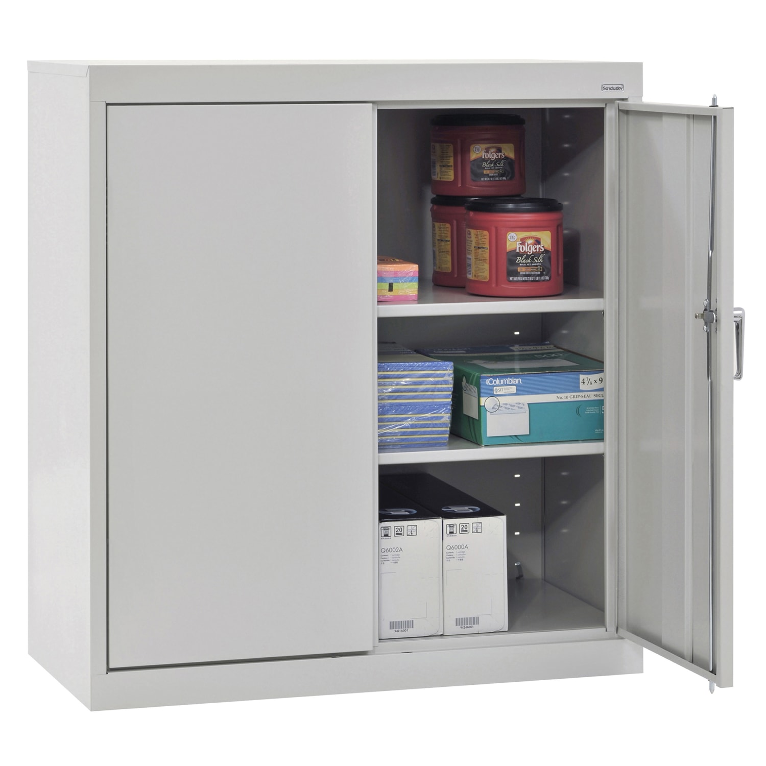 Sandusky Classic Series Medium-Duty Assembled Counter-Height Storage Cabinet, 36inH x 36inW x 18inD, Dove Gray - Image 5