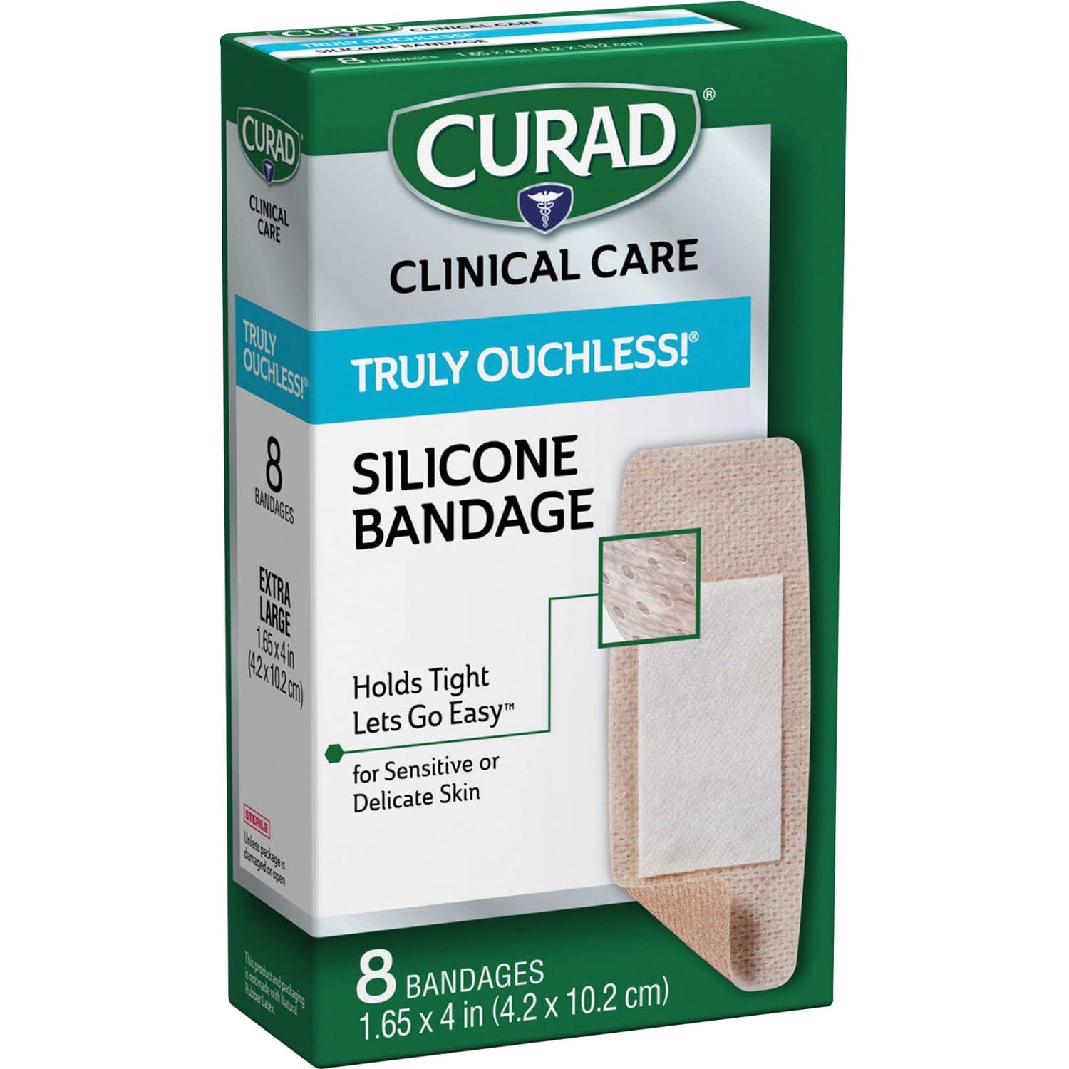 CURAD Truly Ouchless Self-Adhesive Bandages, XL, Tan, Box Of 8 - Image 4