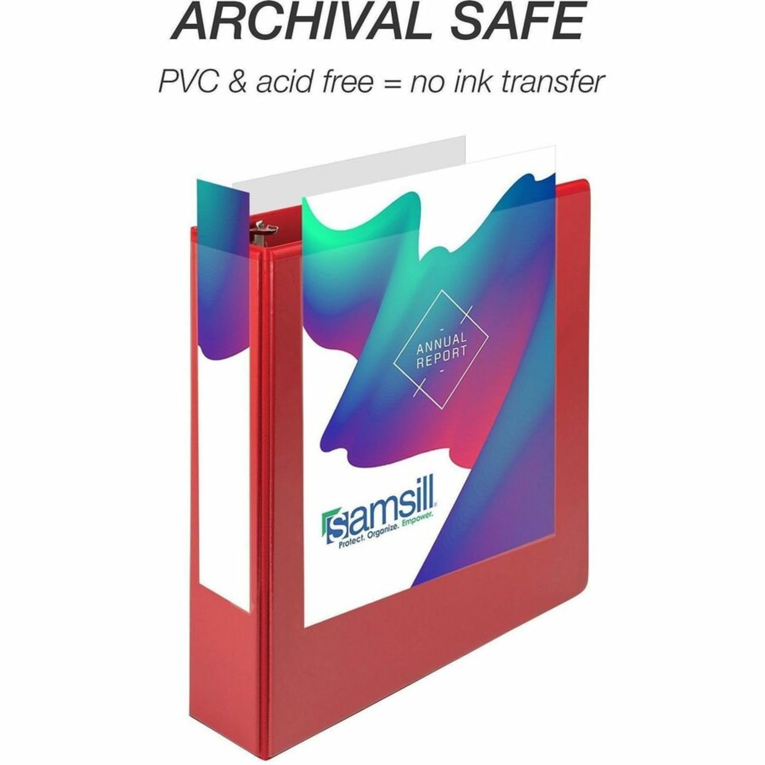 Samsill Durable Three-Ring View Binder - 2in Binder Capacity - 475 Sheet Capacity - Fastener(s): 3 x D-Ring - Pocket(s): 2, Internal - Polypropylene, Chipboard - Red - Recycled - Durable, PVC-free, Ink-transfer Resistant, Clear Overlay, Sturdy - 1 Each - Image 6