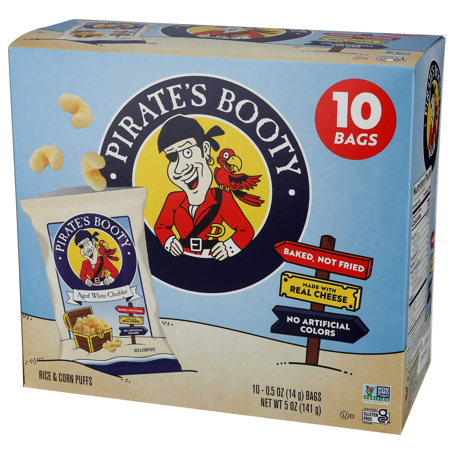 Pirates Booty Popcorn, Aged White Cheddar, 0.5 Oz, Total Qty 40 - Image 3