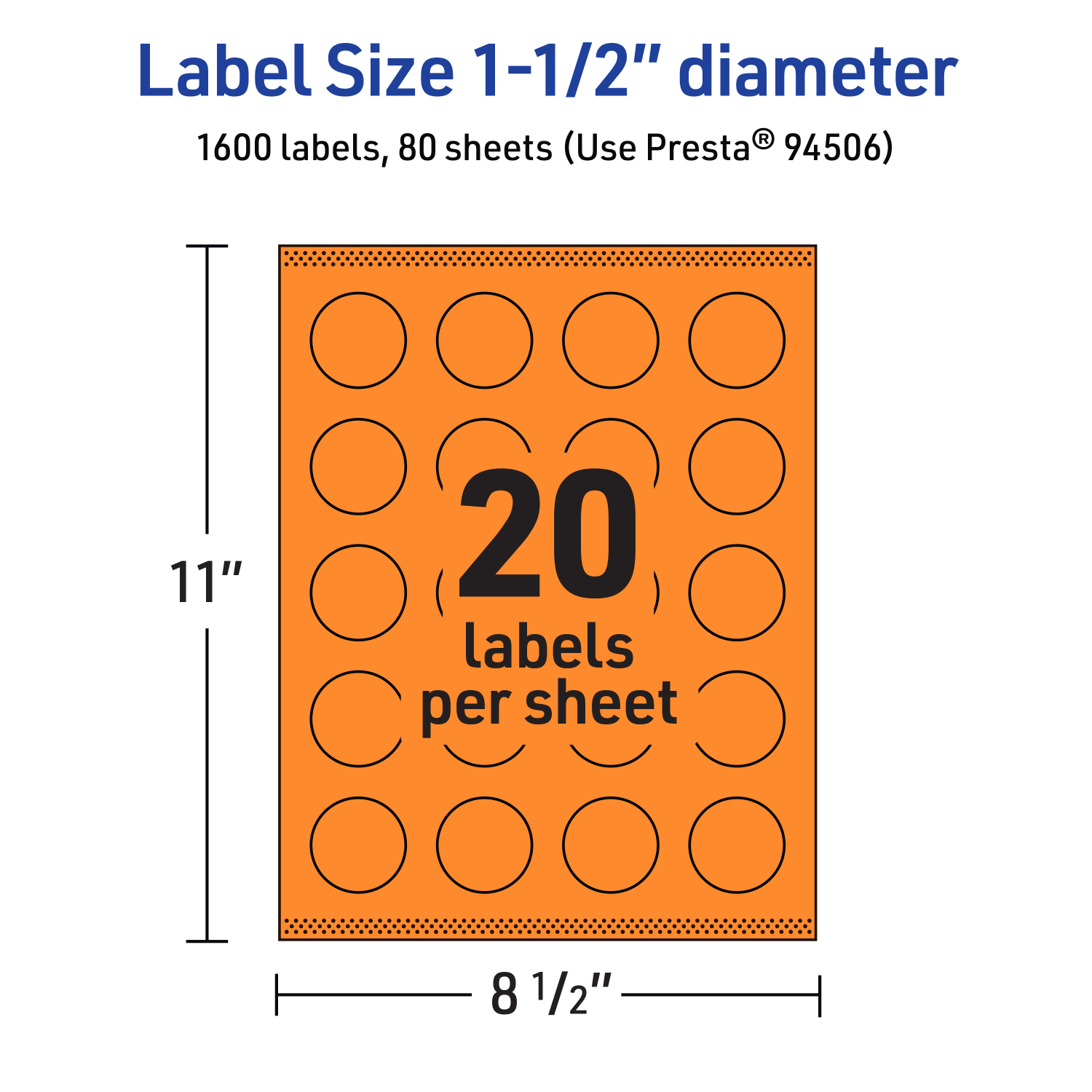 Avery Print-To-The-Edge Labels With Sure Feed Technology And Easy Peel Label Feature, 94506-BOP80, Round, 1-1/2in, Matte Bright Orange, Pack of 1600 - Image 6