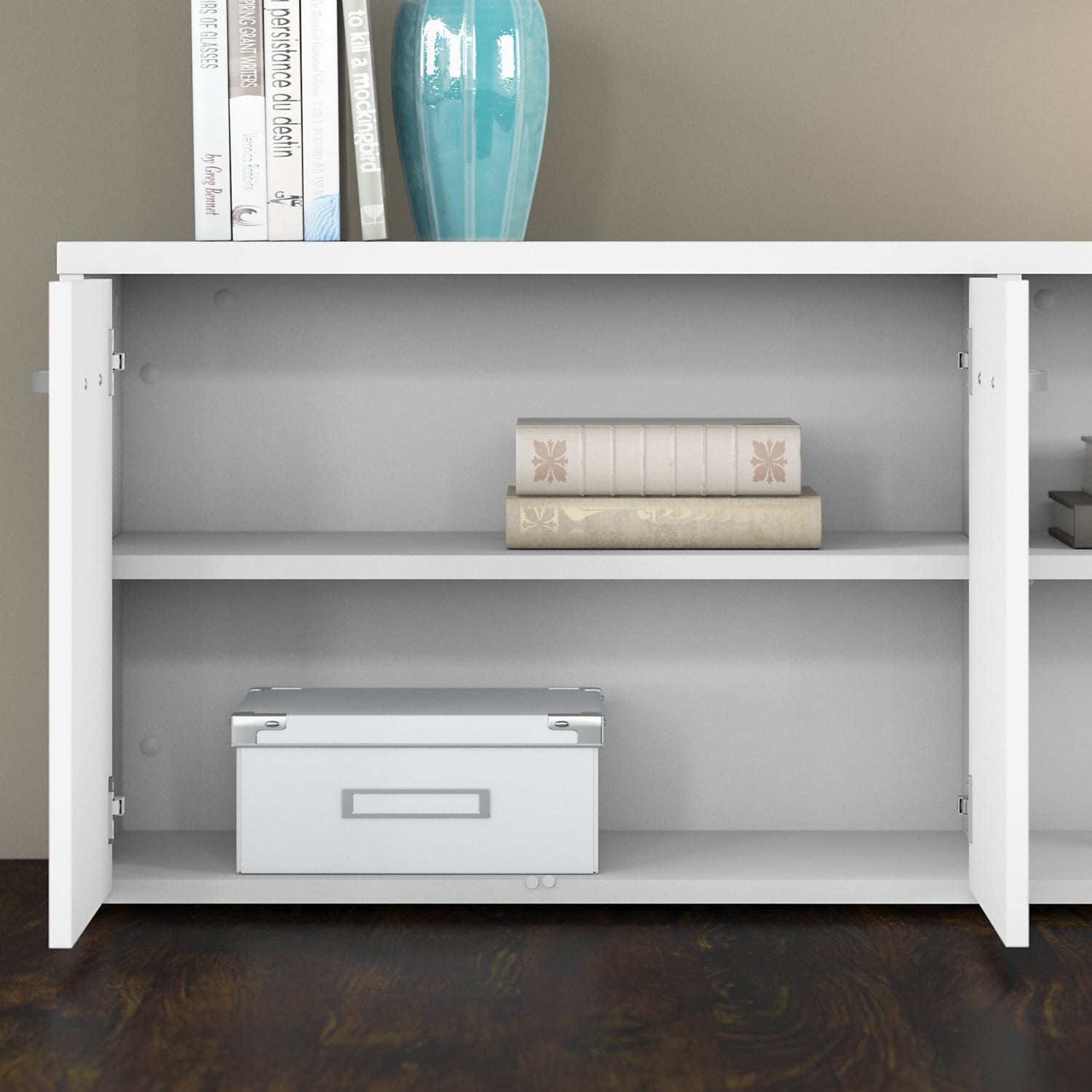 Bush Business Furniture Studio C 60inW Low Storage Cabinet With Doors And Shelves, White, Standard Delivery - Image 6