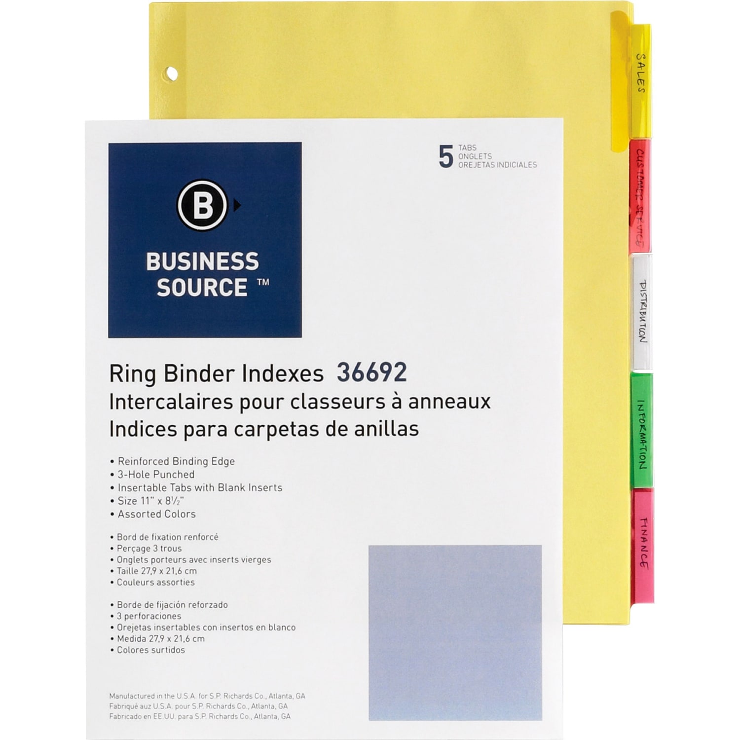 Business Source Insertable Tab Ring Binder Indexes - 5 Blank Tab(s)2in Tab- 8.5in Dividerx 11in Divider - 36692BX