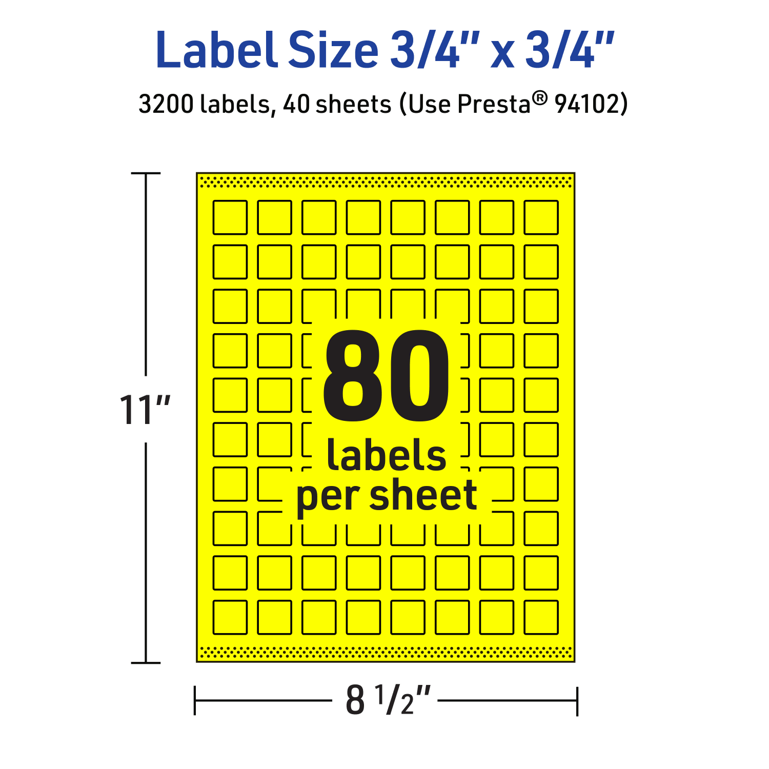 Avery Print-To-The-Edge Labels With Sure Feed Technology And Easy Peel, 94102-NYP40, Square, 3/4in x 3/4in, Matte Neon Yellow, Pack of 3200 - Image 6