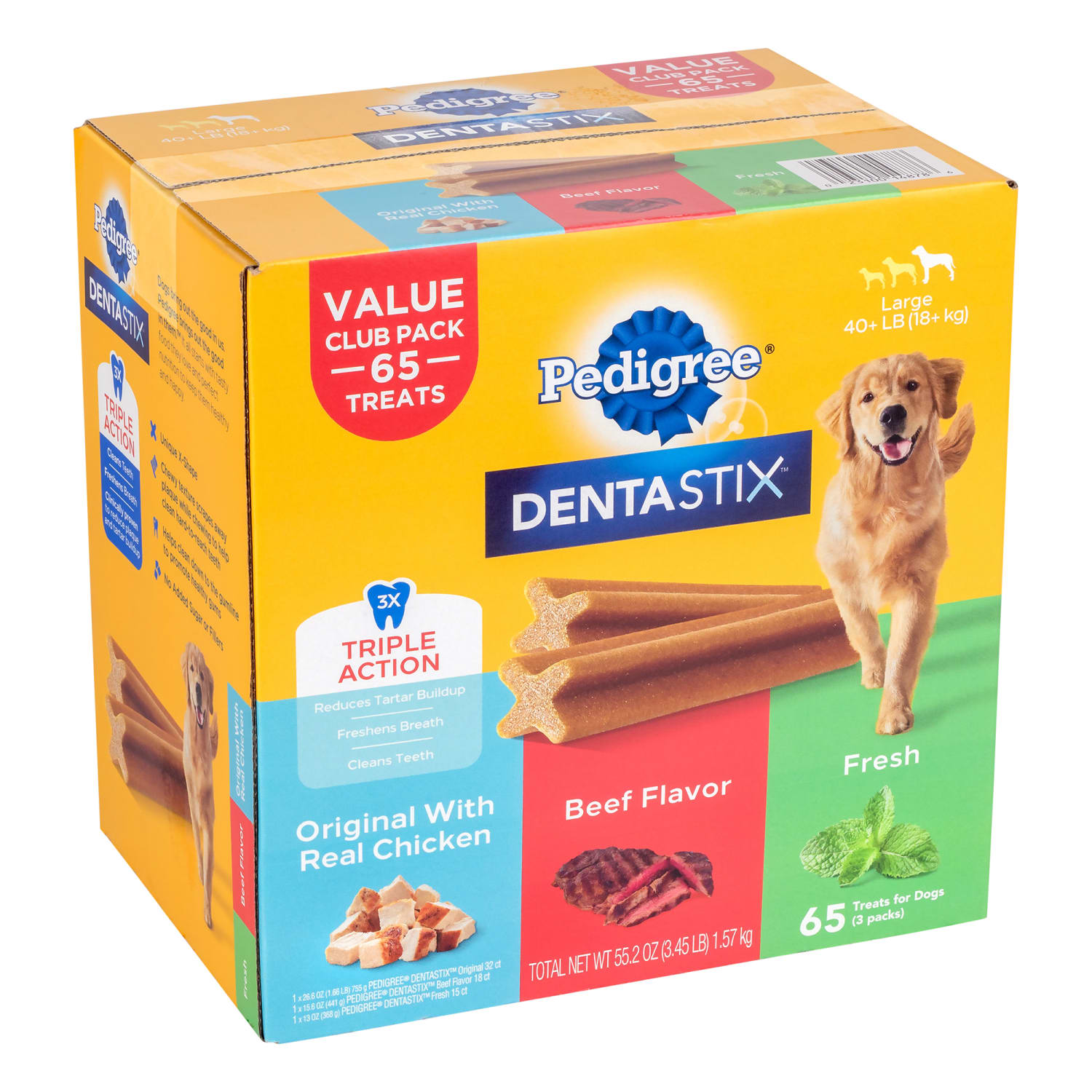 Pedigree Dentastix Value Club Pack, 55.2 Oz, Pack Of 65 Dental Dog Treats - Image 3