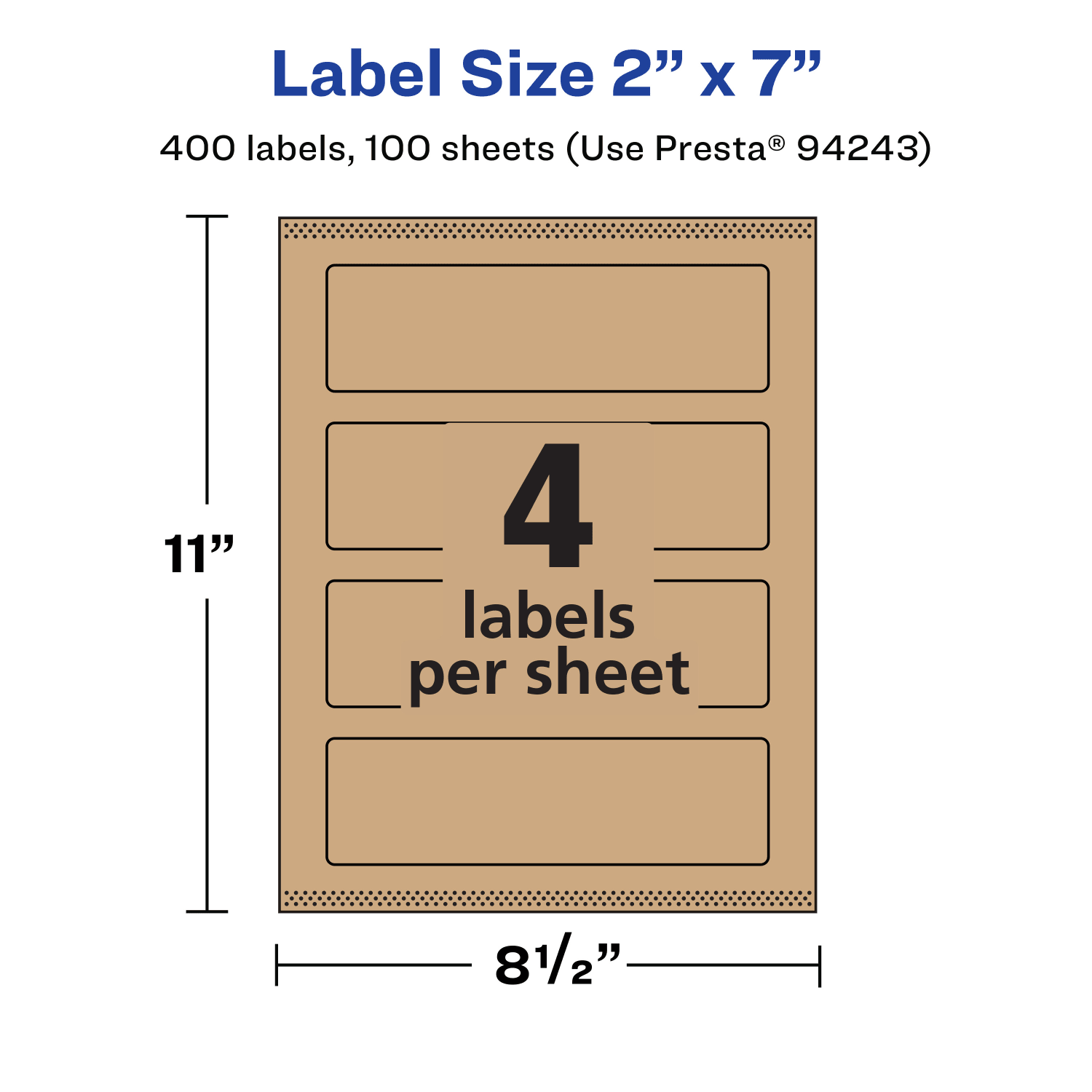 Avery Kraft Permanent Labels With Sure Feed, 94243-KMP100, Rectangle, 2in x 7in, Brown, Pack Of 400 - Image 6