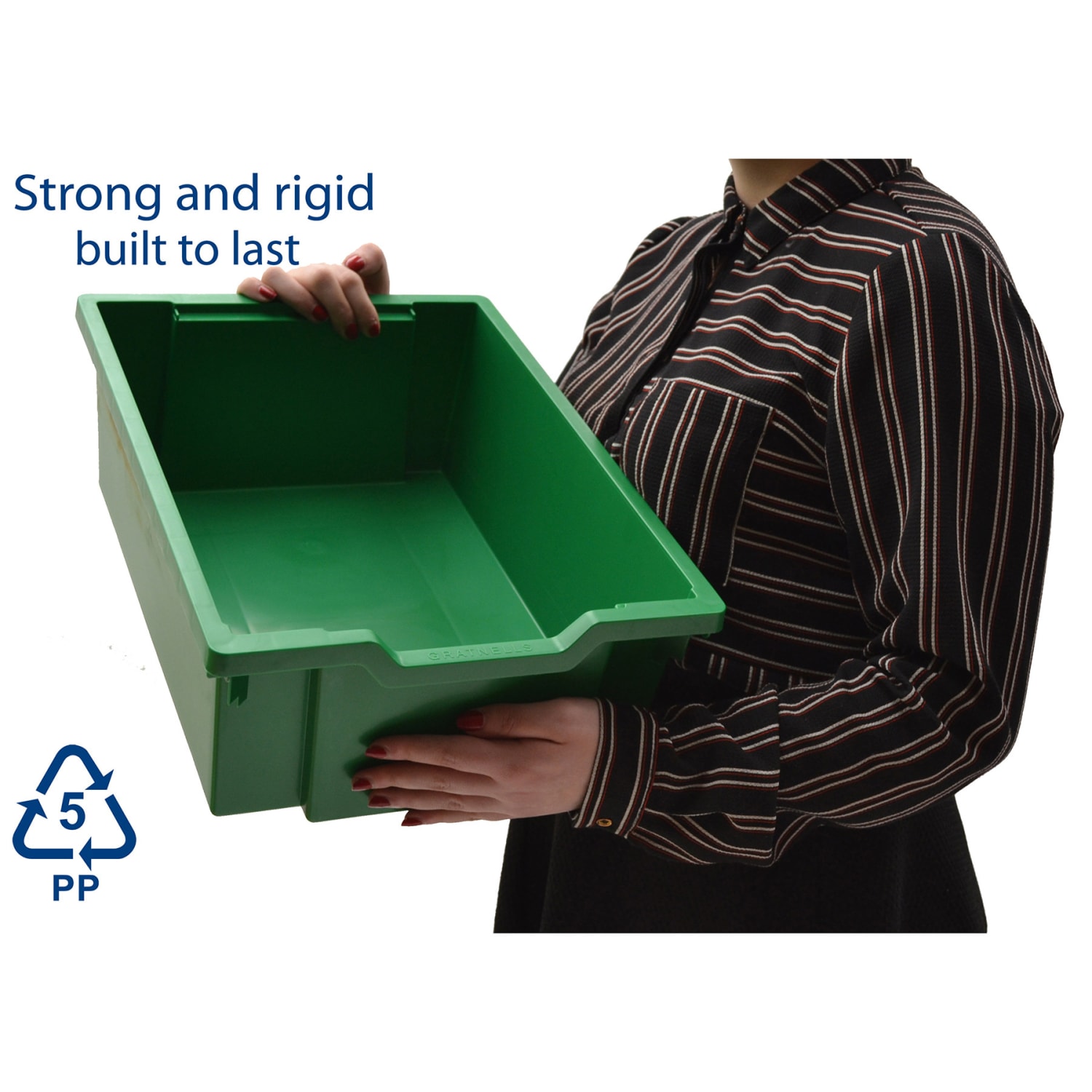 Gratnells Deep F2 Tray, Heavy Duty School, Industrial & Utility Bins, 12.3in x 16.8in x 5.9in, Grass Green, Pack Of 6 - Image 4