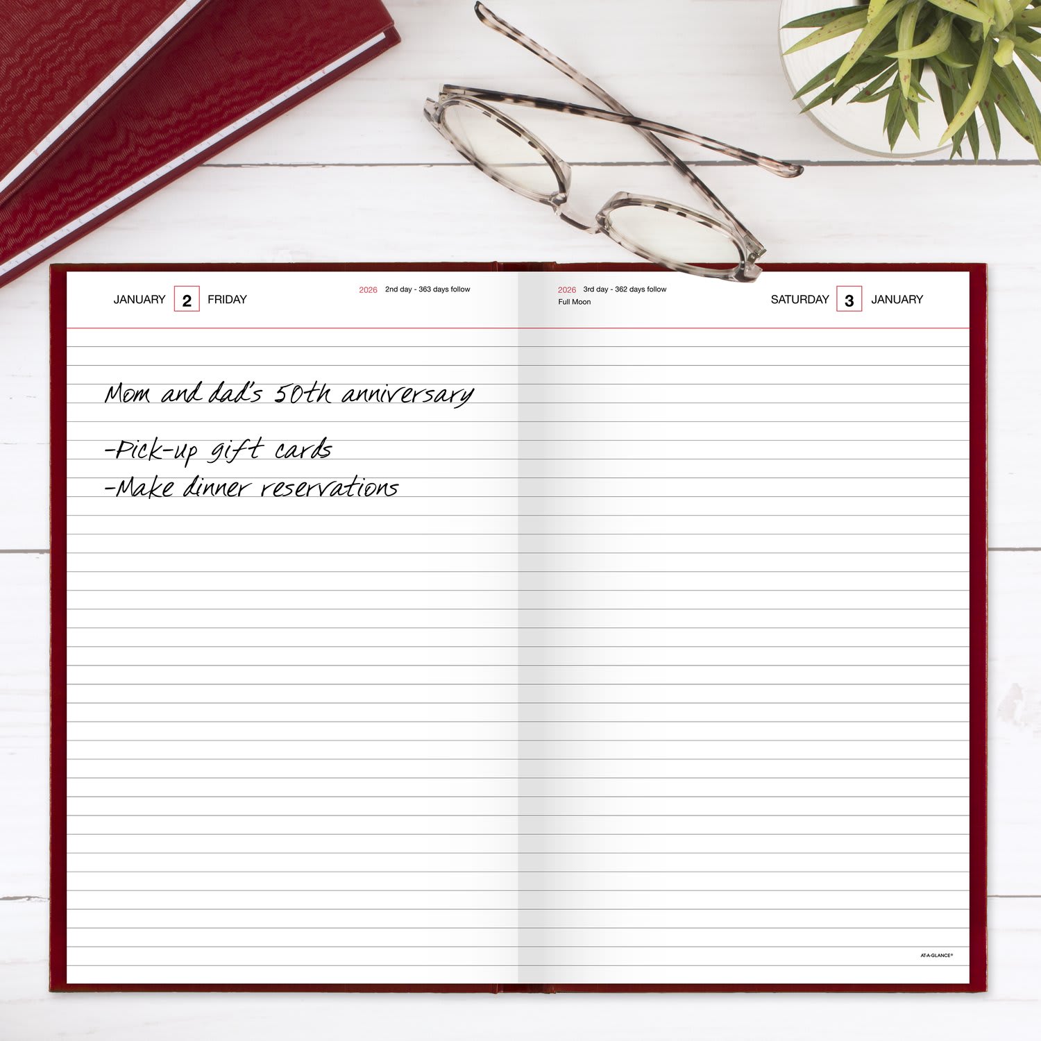 AT-A-GLANCE Standard Diary 2026 Daily Diary, Red, Large, 7 3/4in x 12in - Image 3