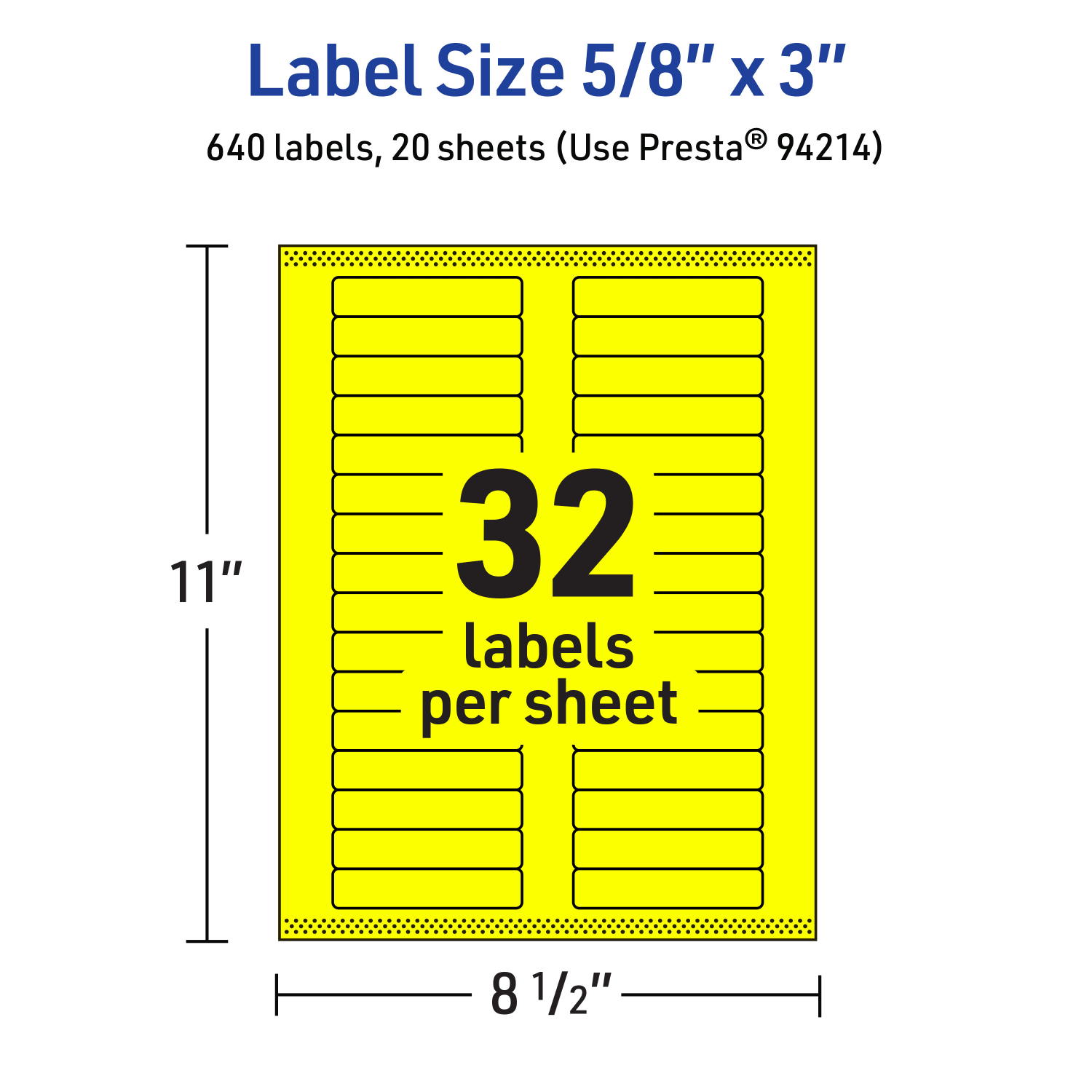 Avery Printable Labels With Sure Feed Technology, 94214-NYP20, Rectangle, 5/8in x 3in, Matte Neon Yellow, Pack of 640 - Image 6