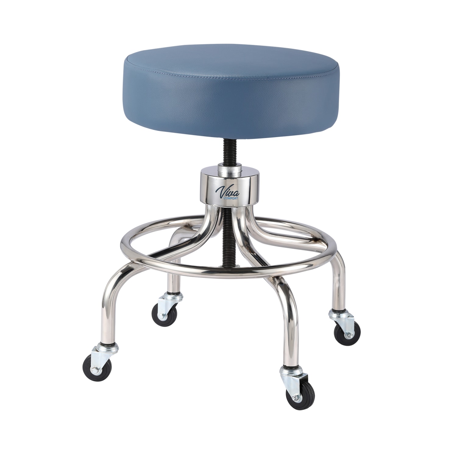 Alpine VivaComfort Height Adjustable Exam Stool With Circular Foot Ring Midnight ExpressSilver PopularChairscom