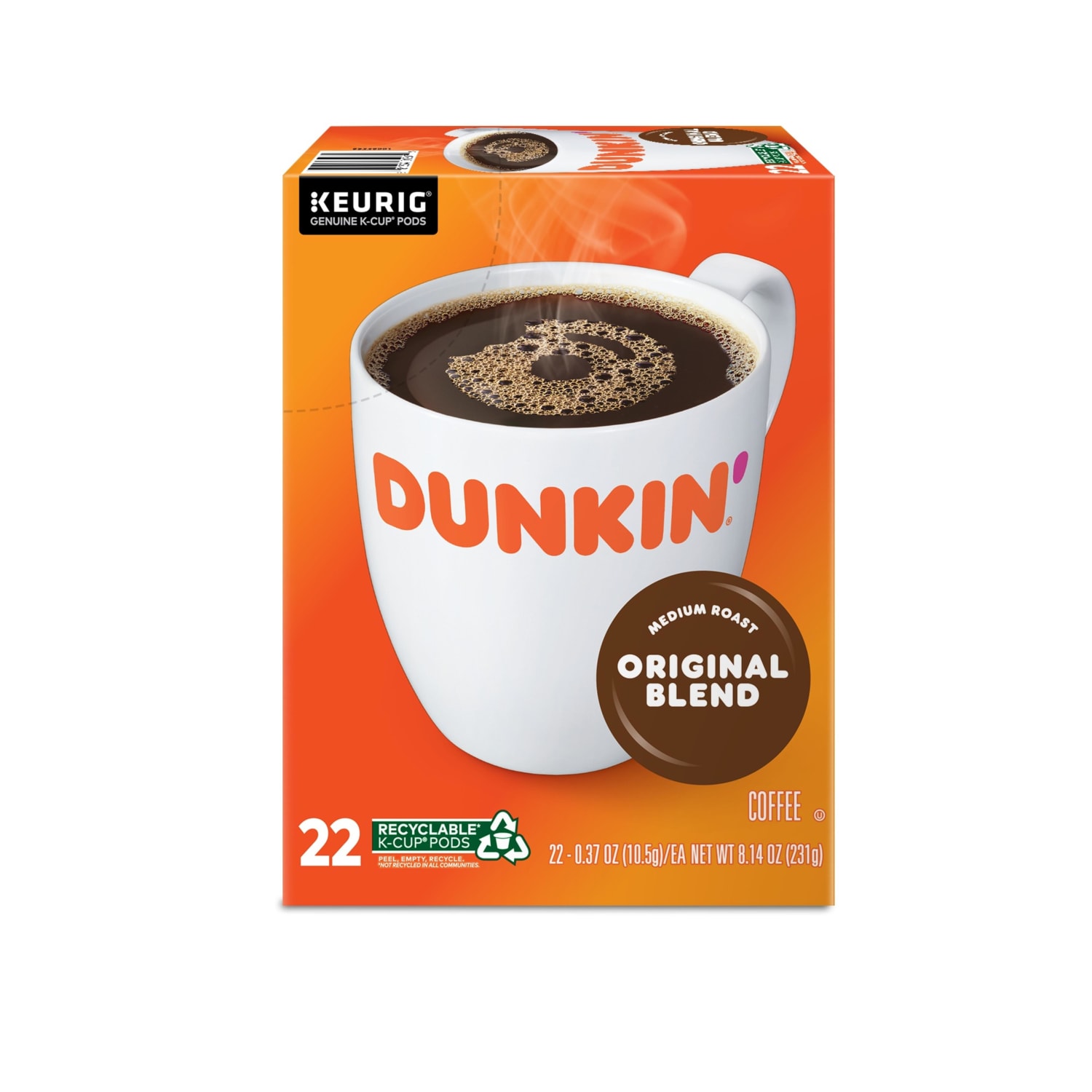 Dunkin Original Blend Keurig Single Serve K-Cup Pods, Medium Roast, 22 Pods Per Pack, Case Of 4 Packs - Image 4