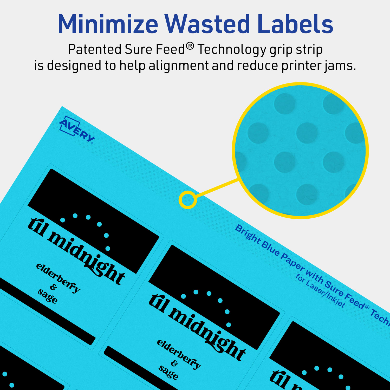Avery Printable Labels With Sure Feed Technology, 94104-BBP20, Square, 2-1/2in x 2-1/2in, Matte Bright Blue, Pack of 180 - Image 5