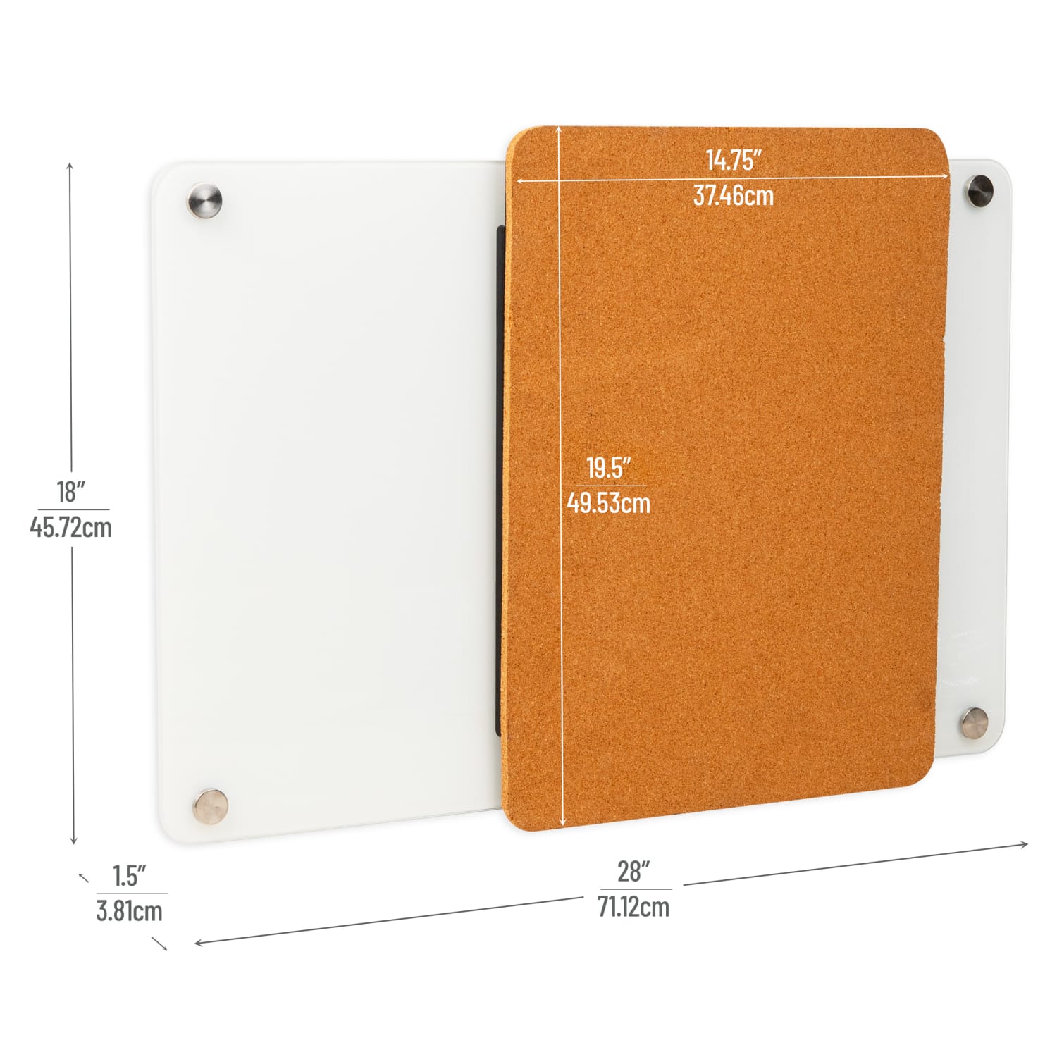 Mind Reader Wall-Mounted Glass Dry-Erase Board With Sliding Corkboard, 28in x 19-1/2in, White - Image 5