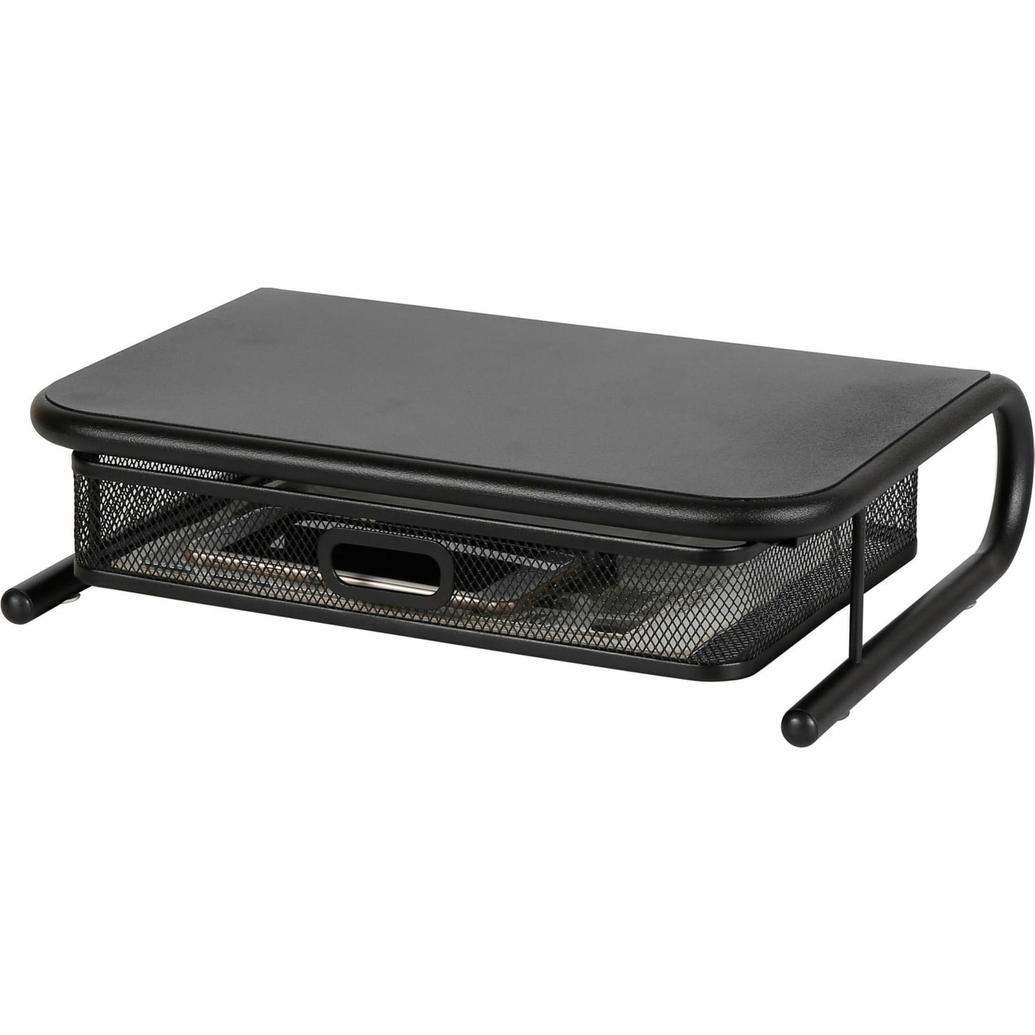 Lorell Mesh Wire Monitor Stand - Desktop - Powder Coated - Steel - Black - Image 5