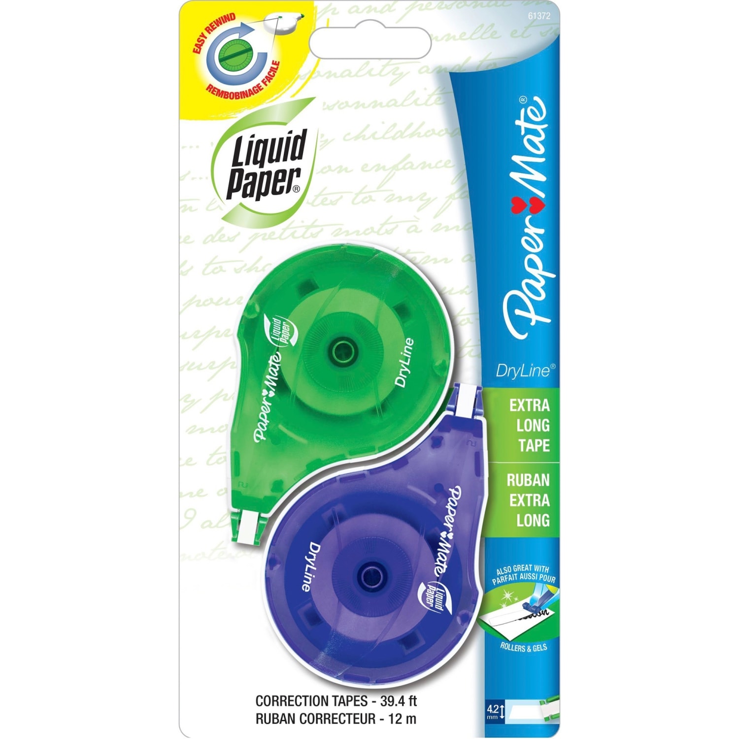 Paper Mate Liquid Paper DryLine Grip Correction Tape, 3mm, 394in, White, Pack Of 2 - Image 5