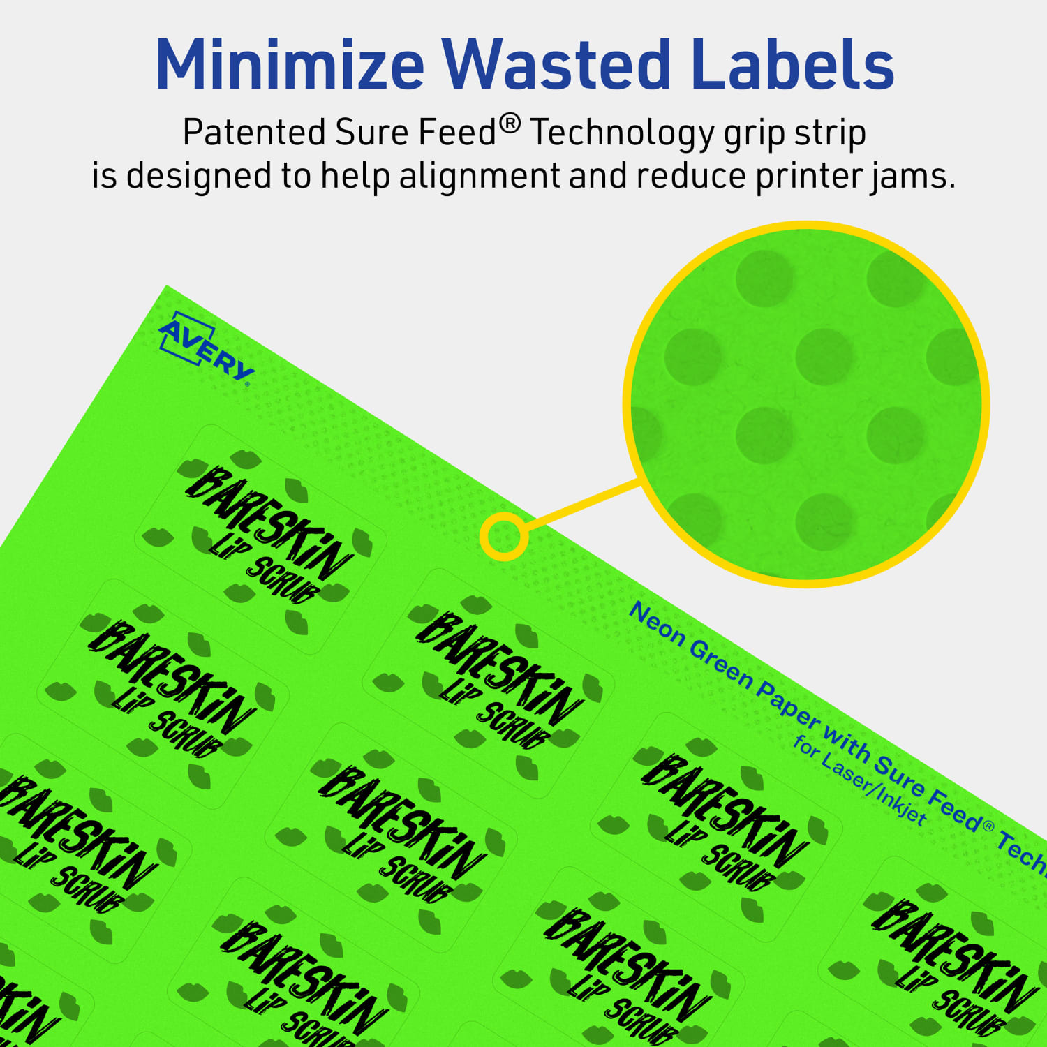Avery Print-To-The-Edge Labels With Sure Feed Technology And Easy Peel, 94219-NGP80, Rectangle, 1in x 1-1/2in, Matte Neon Green, Pack of 2560 - Image 5