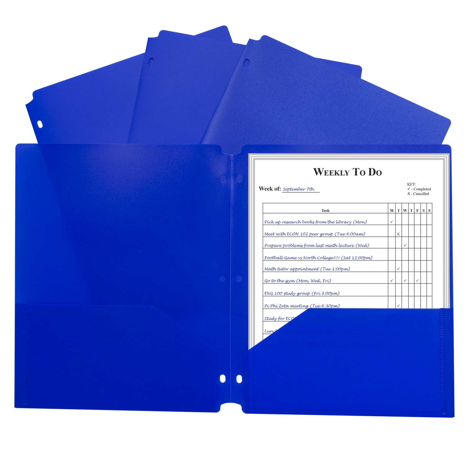 C-Line 2-Pocket Heavyweight Poly Portfolio Folders With 3-Hole Punch, 8-1/2in x 11in, Blue, Pack Of 25 Folders - Image 3