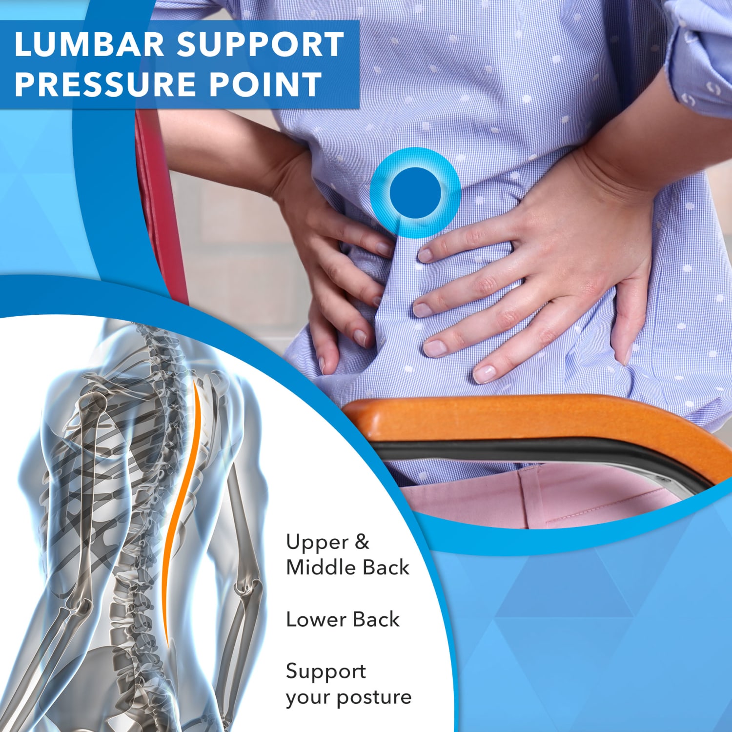 Mount It ErgoActive Lumbar Support Pillow Memory Foam 1275inH x 15inW Gray PopularChairscom