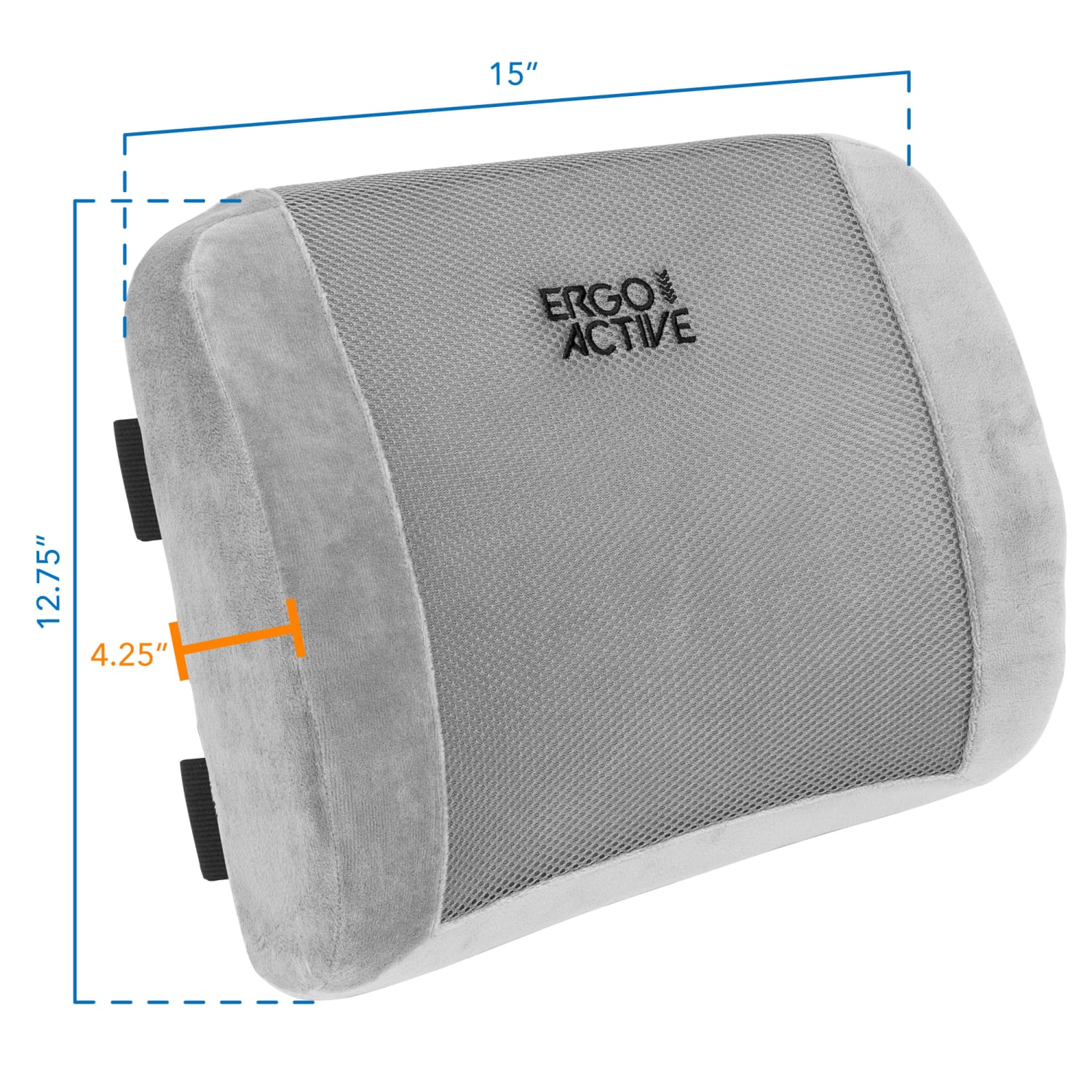 Mount It ErgoActive Lumbar Support Pillow Memory Foam 1275inH x 15inW Gray PopularChairscom