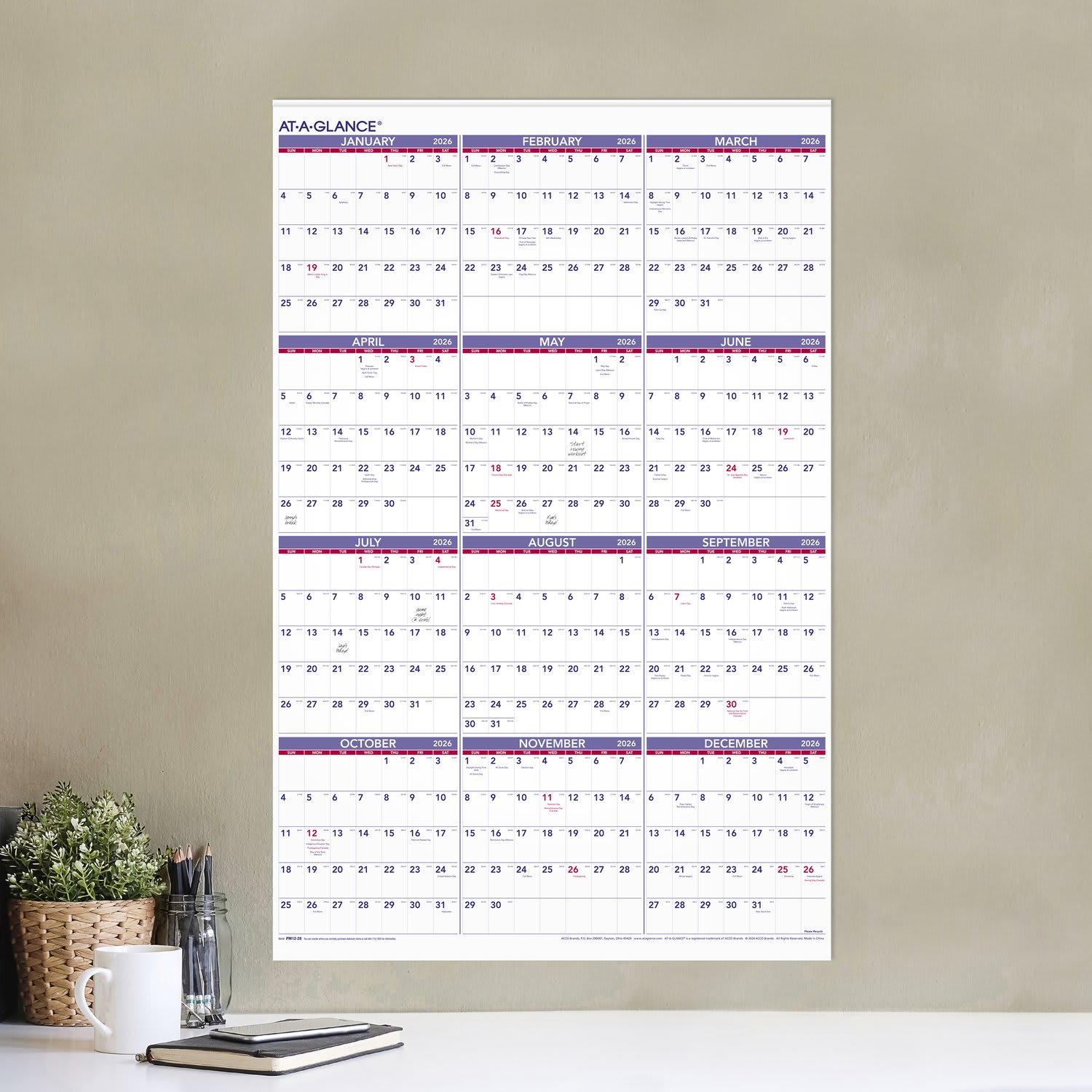 AT-A-GLANCE 2026 Yearly Wall Calendar, Extra Large, 24in x 36in - Image 4