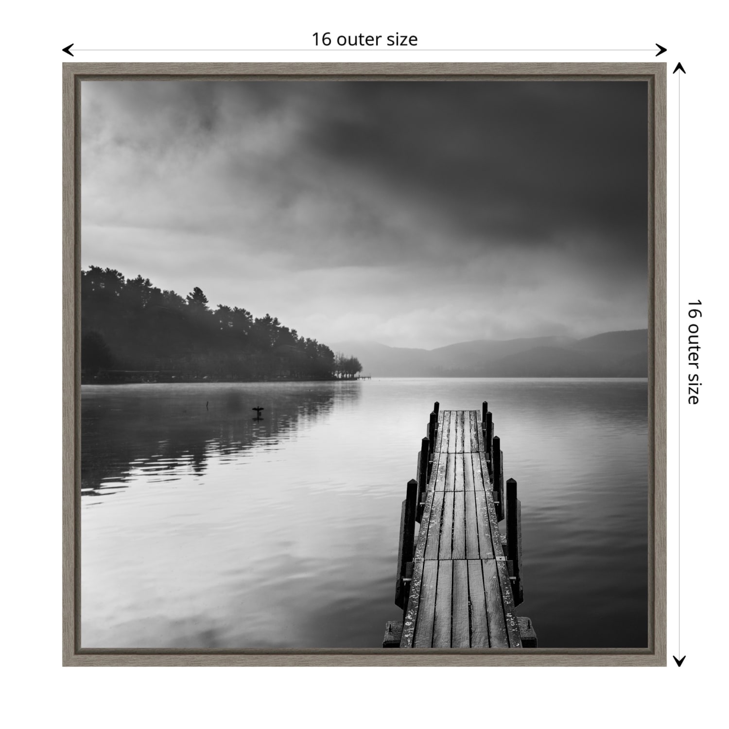 Amanti Art Lake View With Pier II by George Digalakis Framed Canvas Wall Art Print, 16in x 16in, Graywash - Image 6