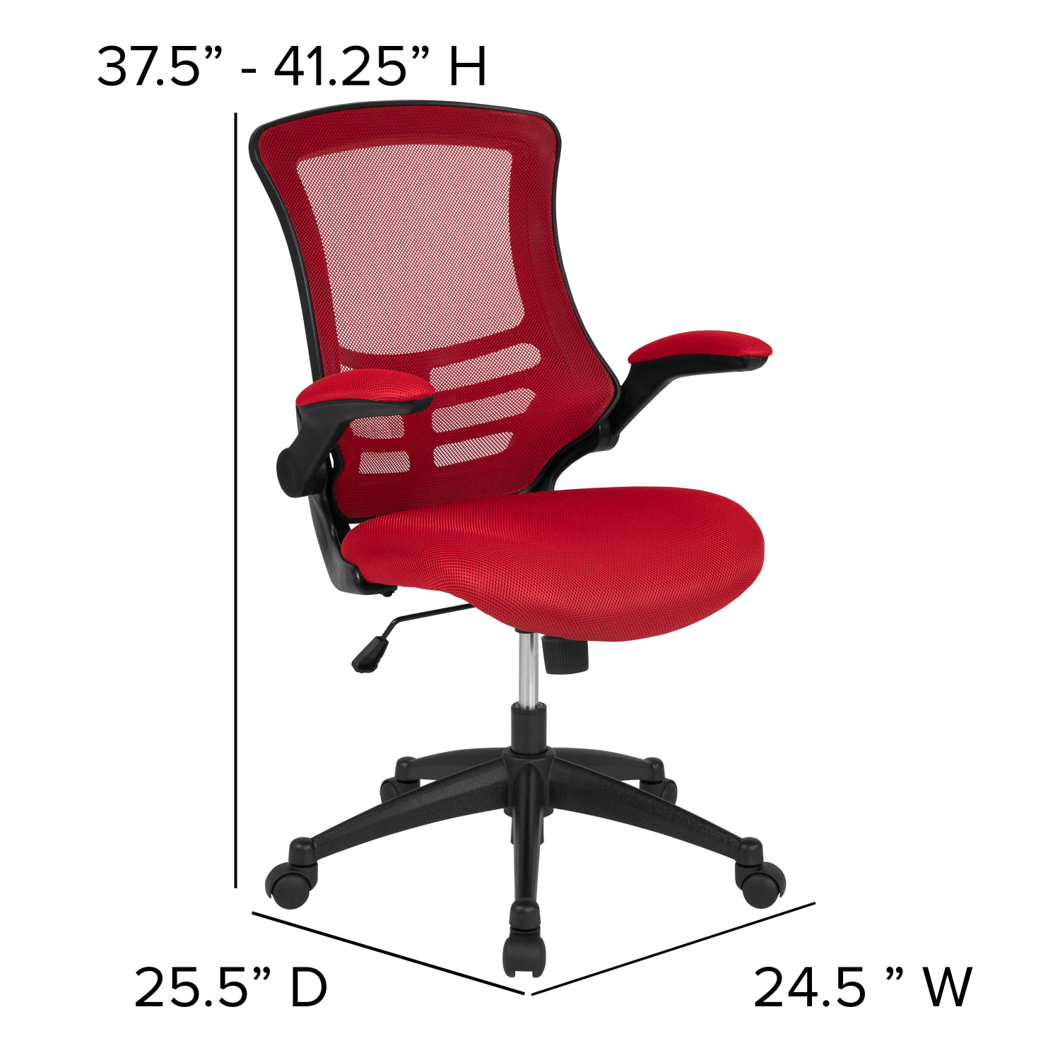 Flash Furniture Mesh Mid Back Swivel Task Chair With Flip Up Arms RedBlack PopularChairscom