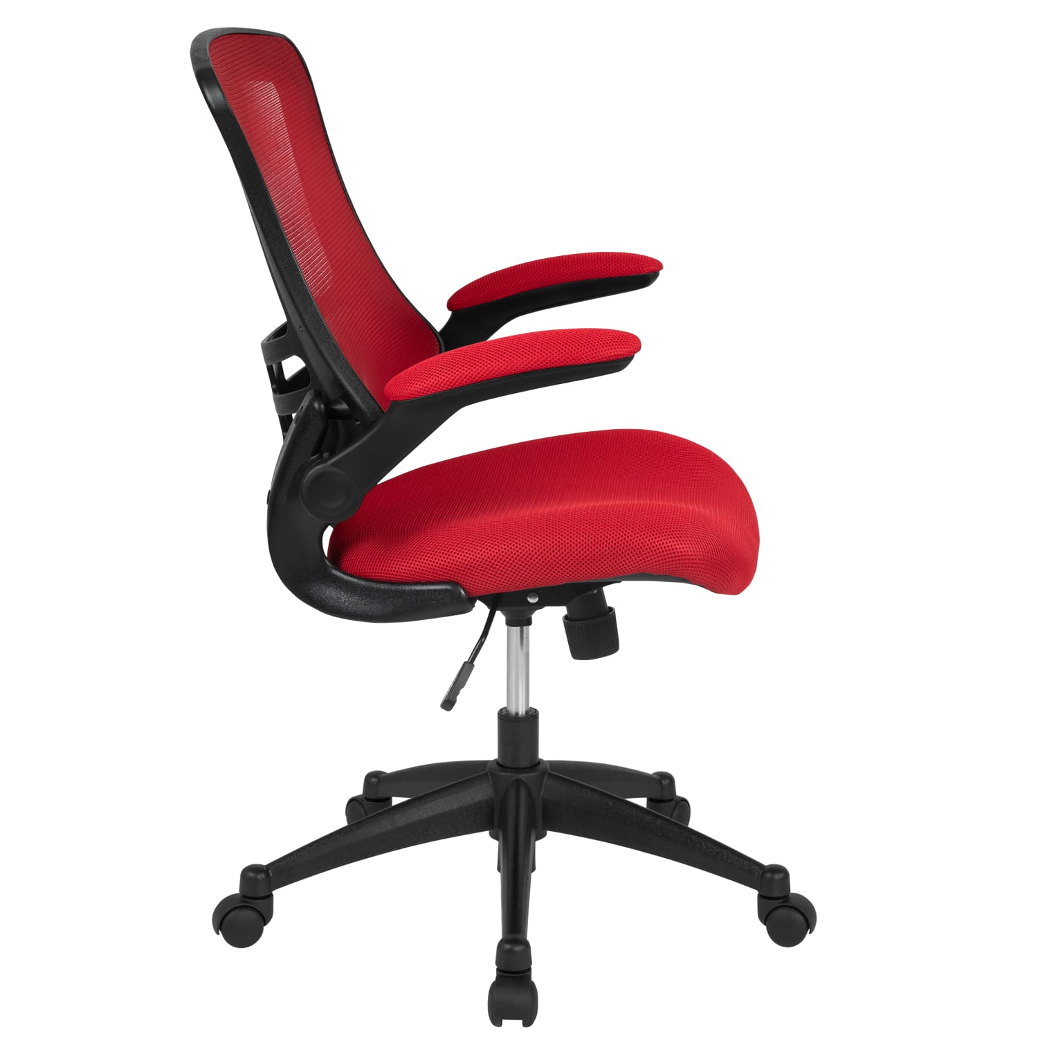 Flash Furniture Mesh Mid Back Swivel Task Chair With Flip Up Arms RedBlack PopularChairscom