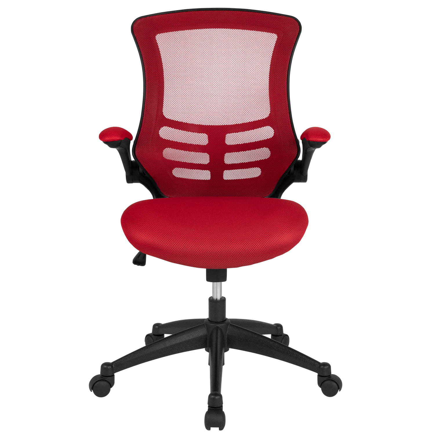 Flash Furniture Mesh Mid Back Swivel Task Chair With Flip Up Arms RedBlack PopularChairscom