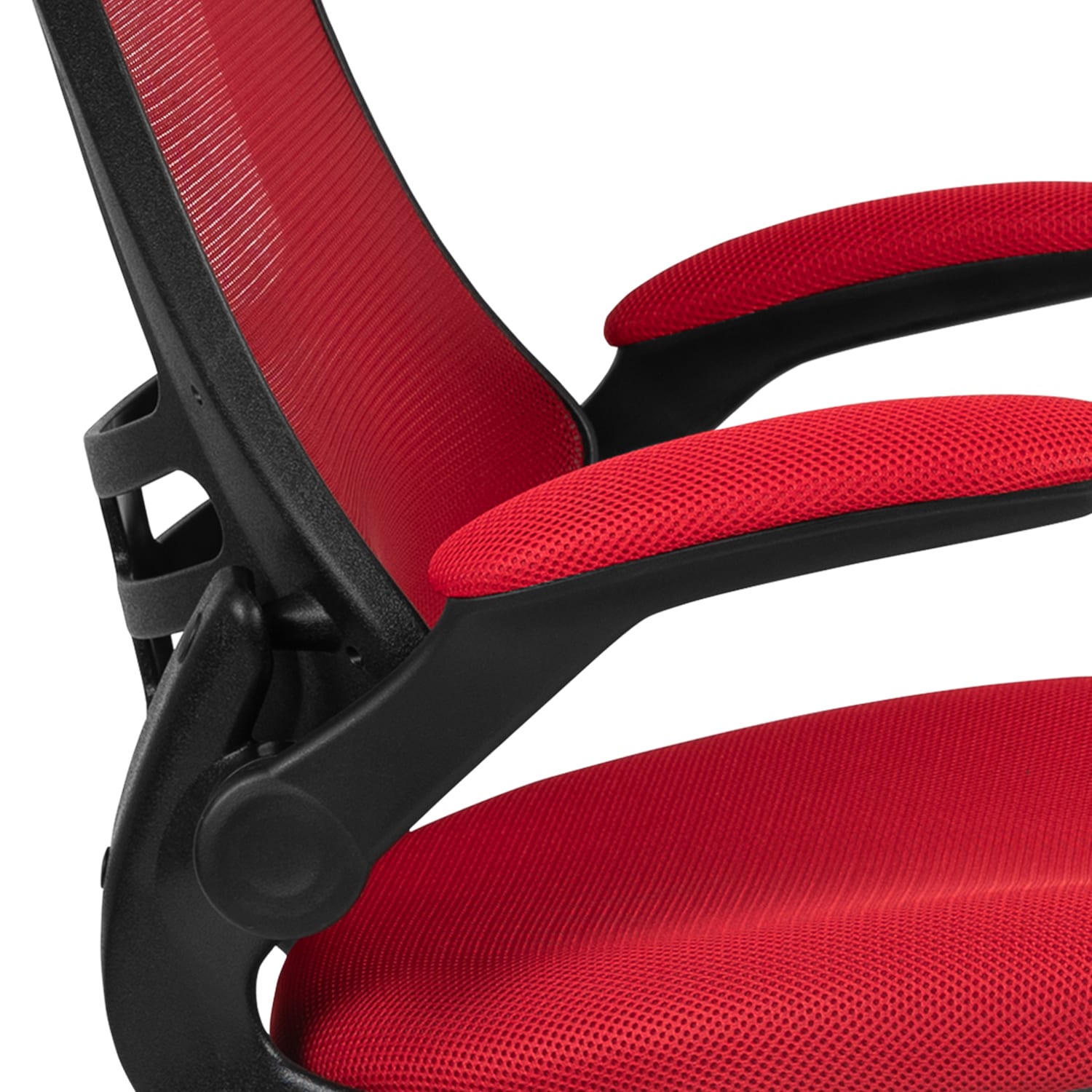 Flash Furniture Mesh Mid Back Swivel Task Chair With Flip Up Arms RedBlack PopularChairscom
