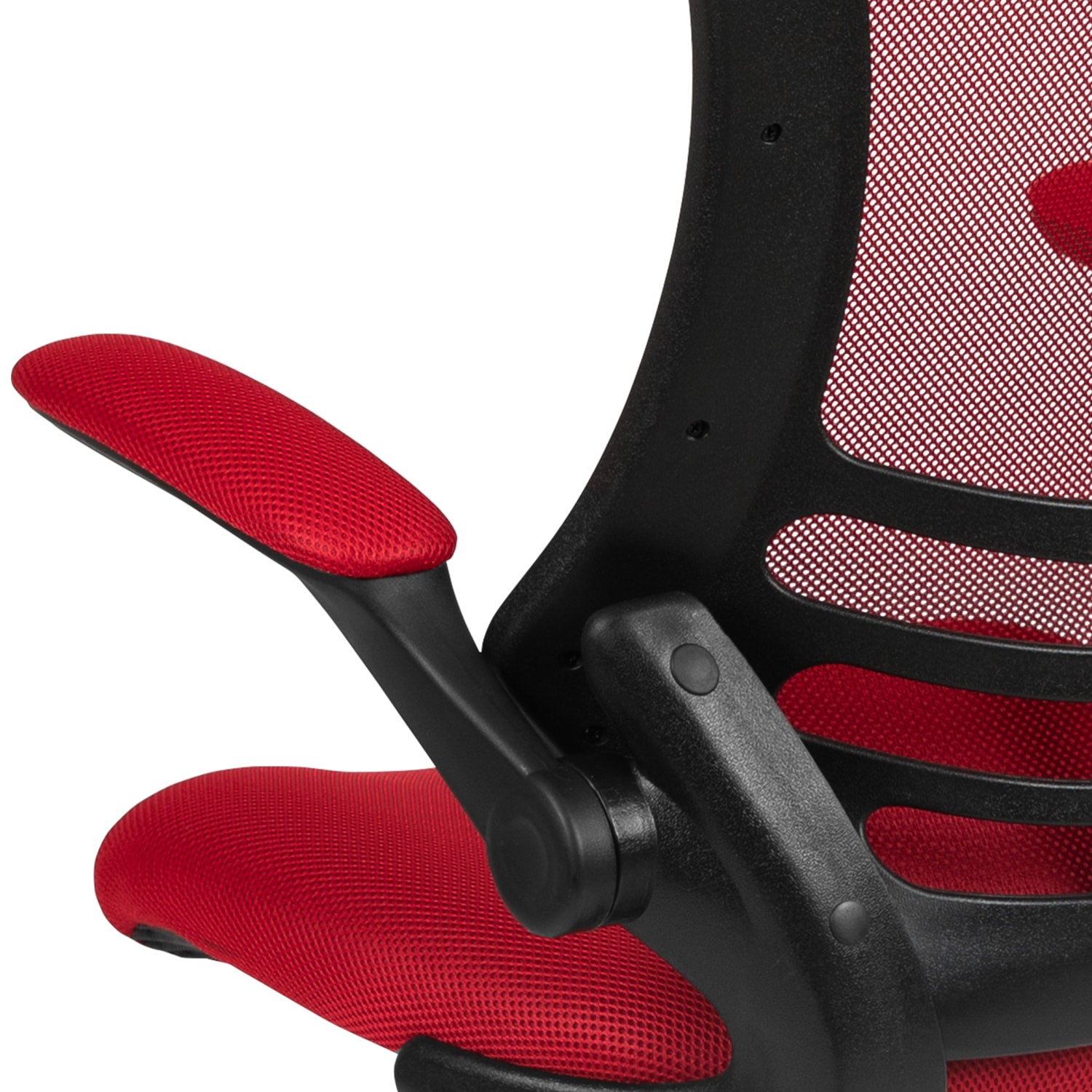 Flash Furniture Mesh Mid Back Swivel Task Chair With Flip Up Arms RedBlack PopularChairscom