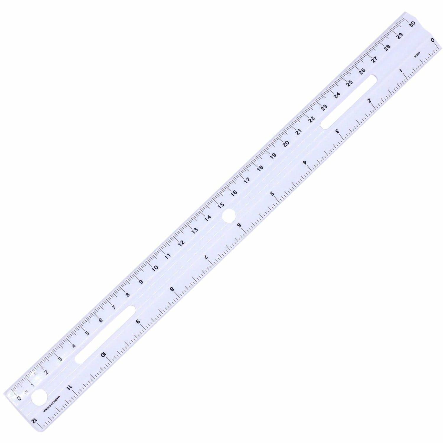 Business Source 12in Ruler - 12in Length x 1.3in Width - 1/16 Graduations - Metric, Imperial Measuring System - Plastic - White - 1 Each