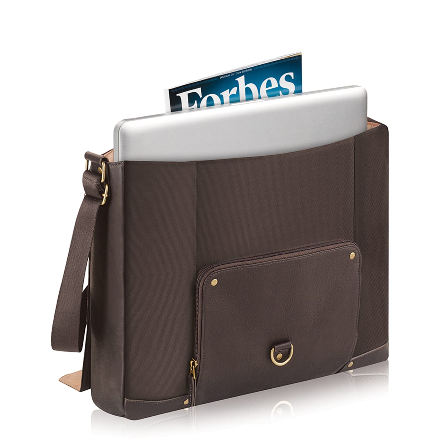 Solo New York Hudson Leather Messenger Bag For Laptops, Espresso - Image 4
