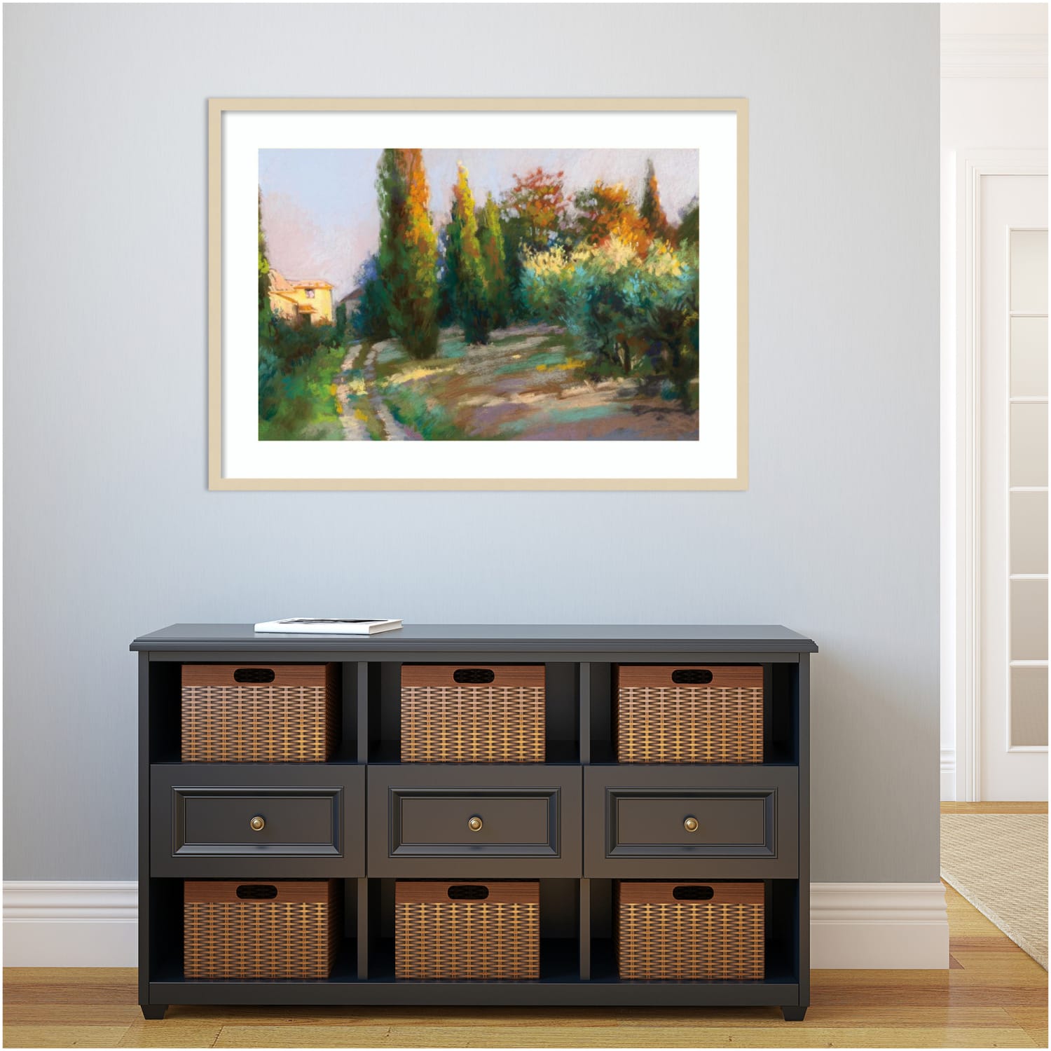 Amanti Art Villa Landscape by Christine Debrosky Wood Framed Wall Art Print, 41inW x 30inH, Natural - Image 4