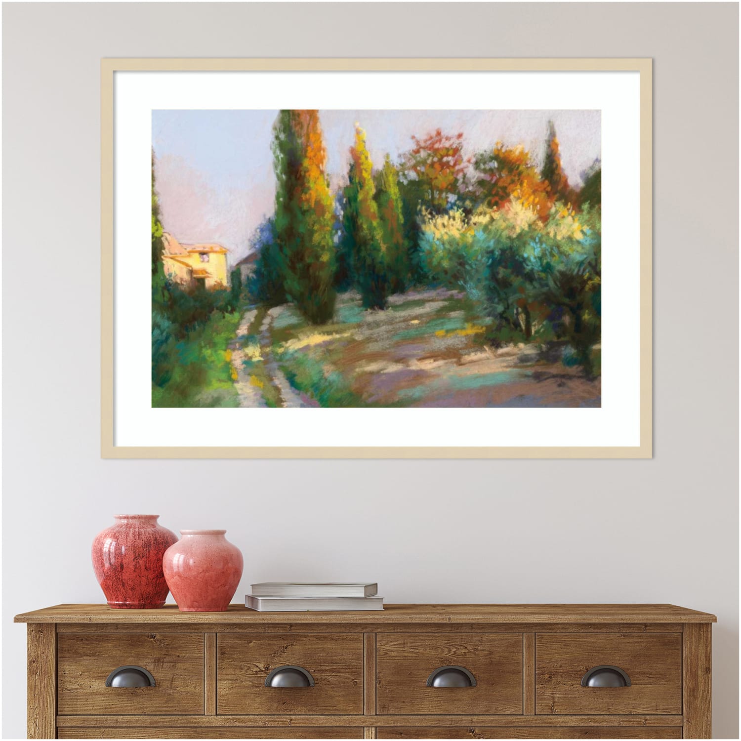 Amanti Art Villa Landscape by Christine Debrosky Wood Framed Wall Art Print, 41inW x 30inH, Natural - Image 5
