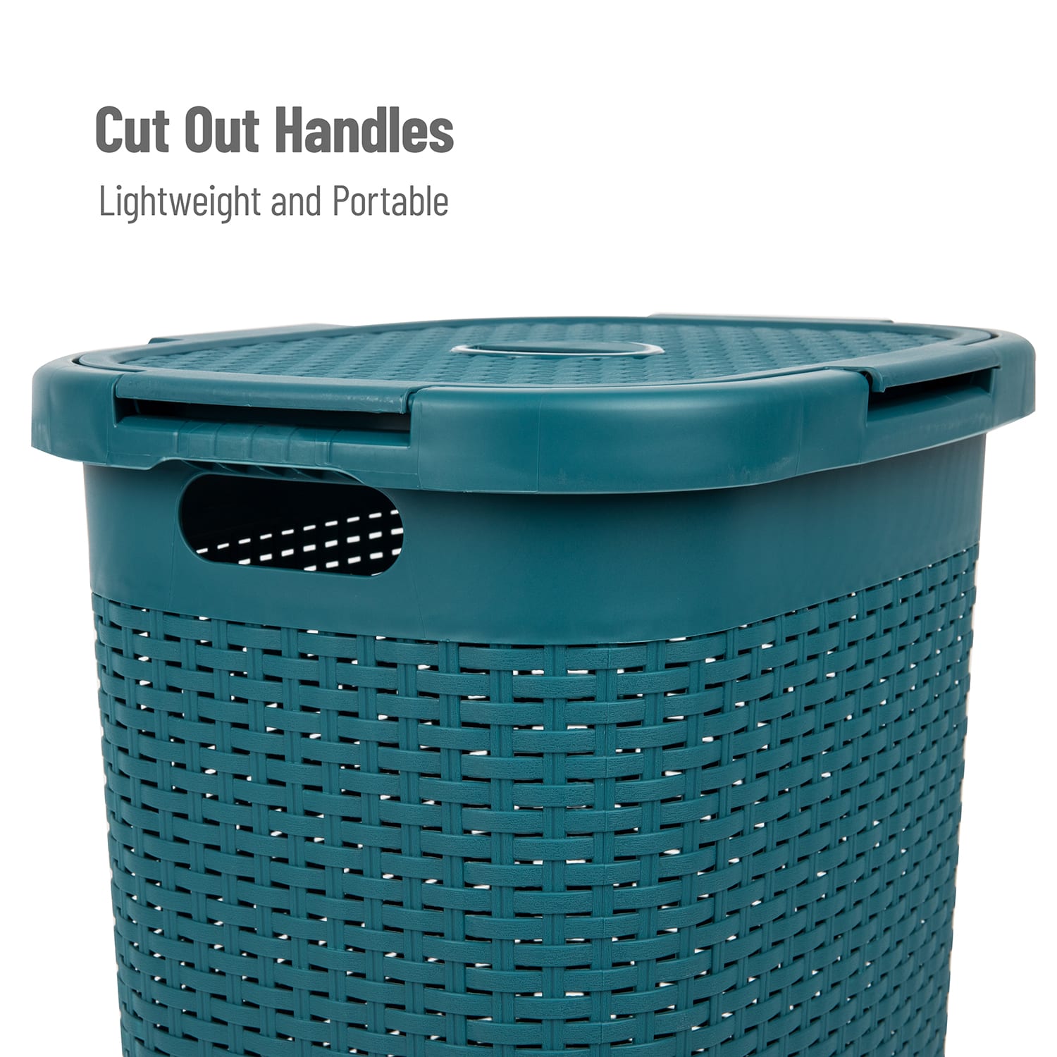 Mind Reader 60L Slim Laundry Hamper Clothes Basket with Lid, 24-3/20inH x 13-3/4inW x 17-13/20inL, Blue - Image 5