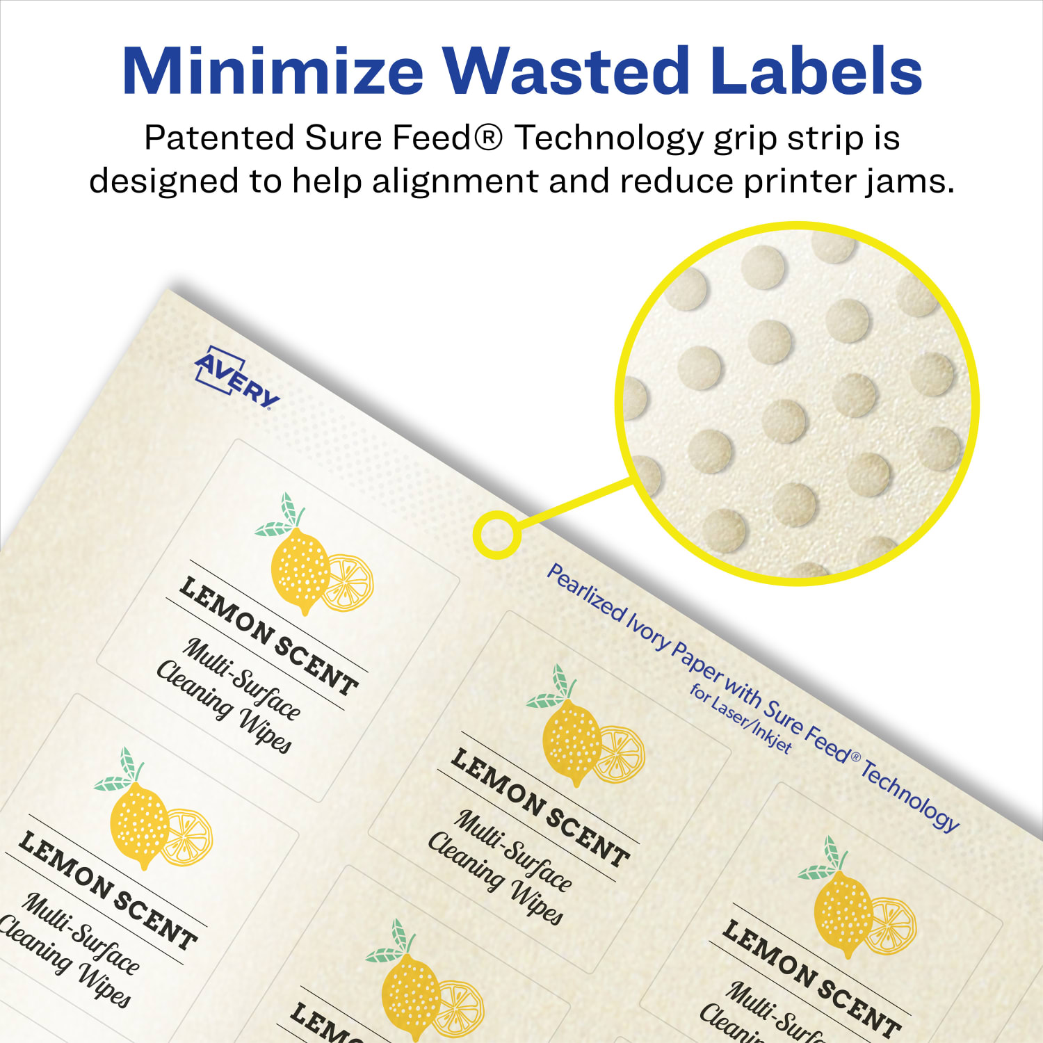 Avery Pearlized Permanent Labels With Sure Feed, 94106-PIP100, Square, 1-1/2in x 1-1/2in, Ivory, Pack Of 2,000 Labels - Image 5