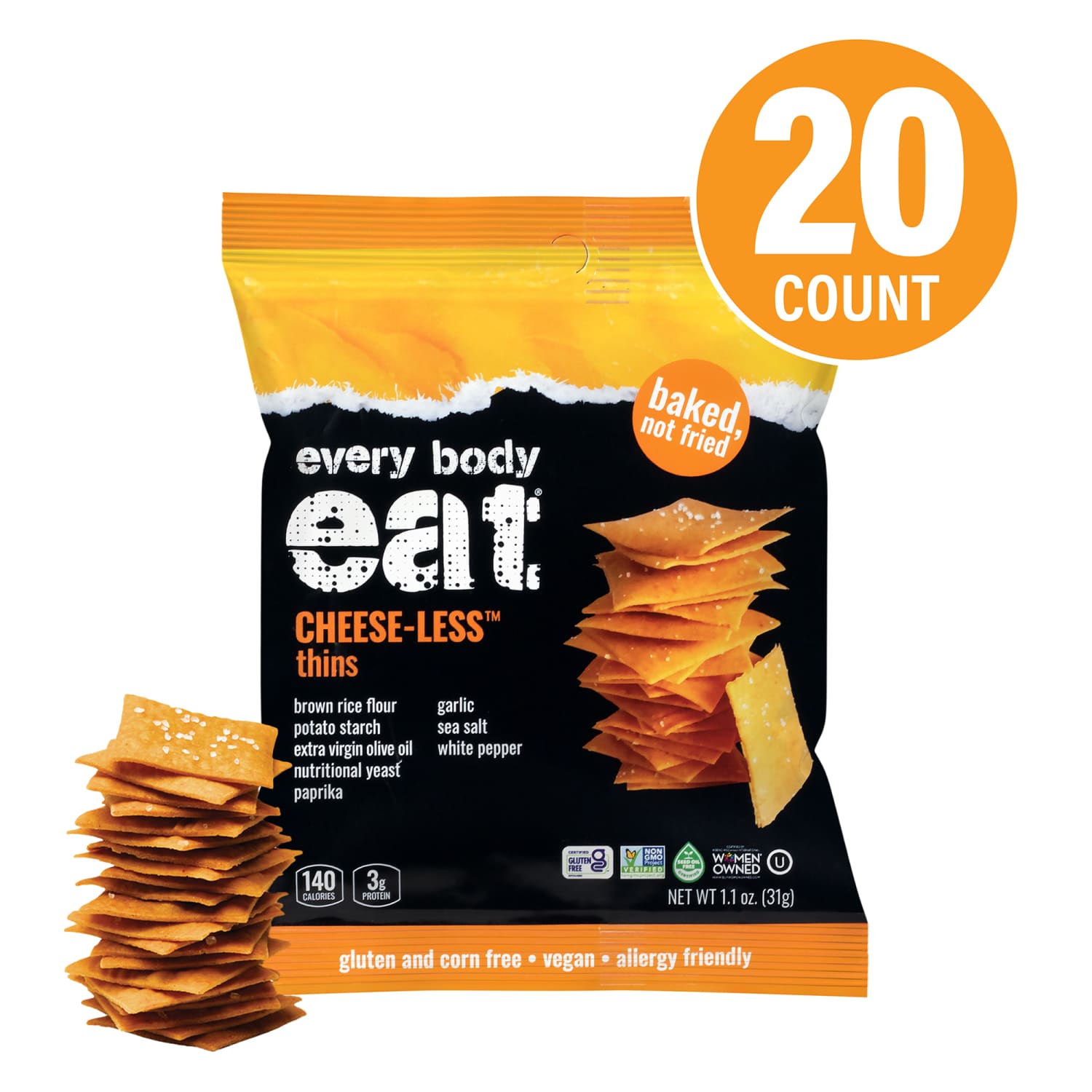 Every Body Eat Cheese-less Crackers, 1.1 Oz, Total Qty 20 - Image 3