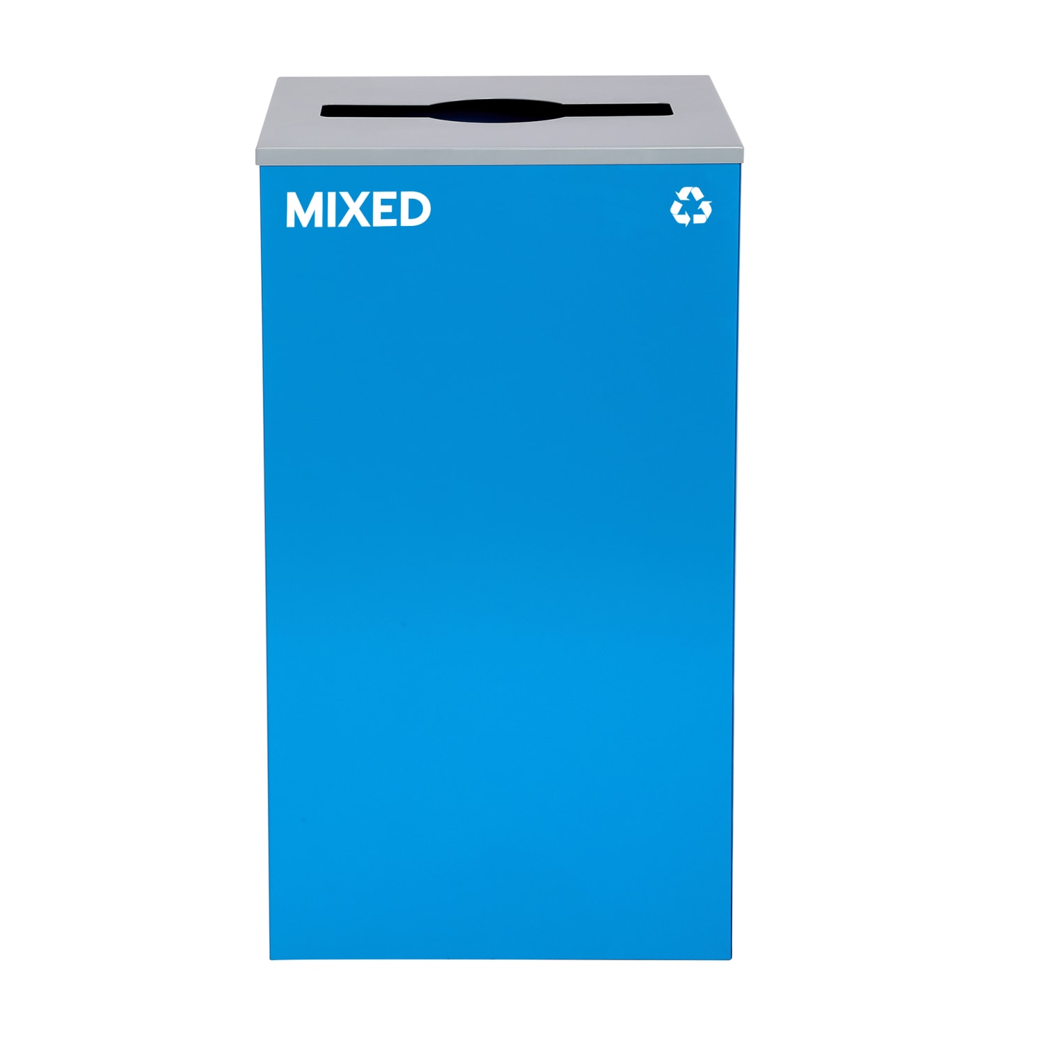 Alpine Industries Stainless Steel Mixed Recycling Bin With Mixed Lid, 29 Gal, 30inH x 16-15/16inW x 16-15/16inD, Blue - Image 3