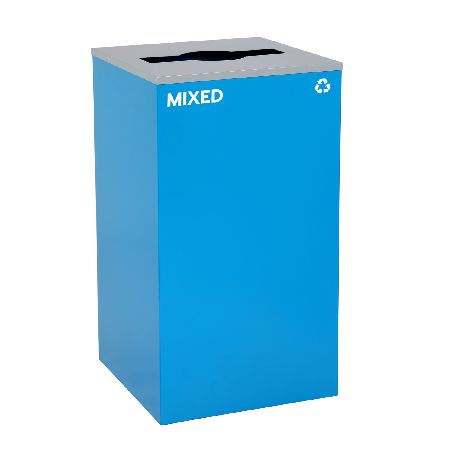 Alpine Industries Stainless Steel Mixed Recycling Bin With Mixed Lid, 29 Gal, 30inH x 16-15/16inW x 16-15/16inD, Blue - Image 5