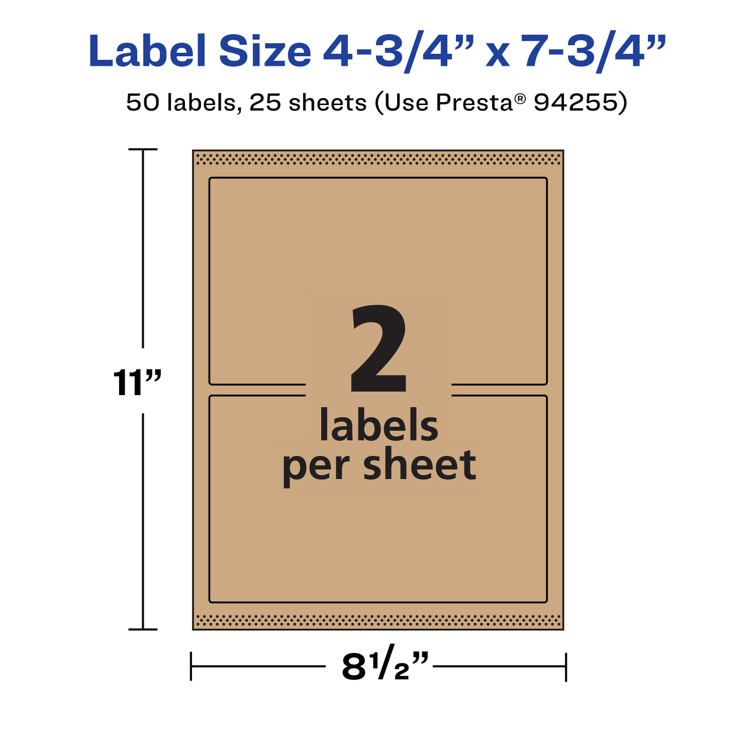 Avery Kraft Permanent Labels With Sure Feed, 94255-KMP25, Rectangle, 4-3/4in x 7-3/4in, Brown, Pack Of 50 - Image 6