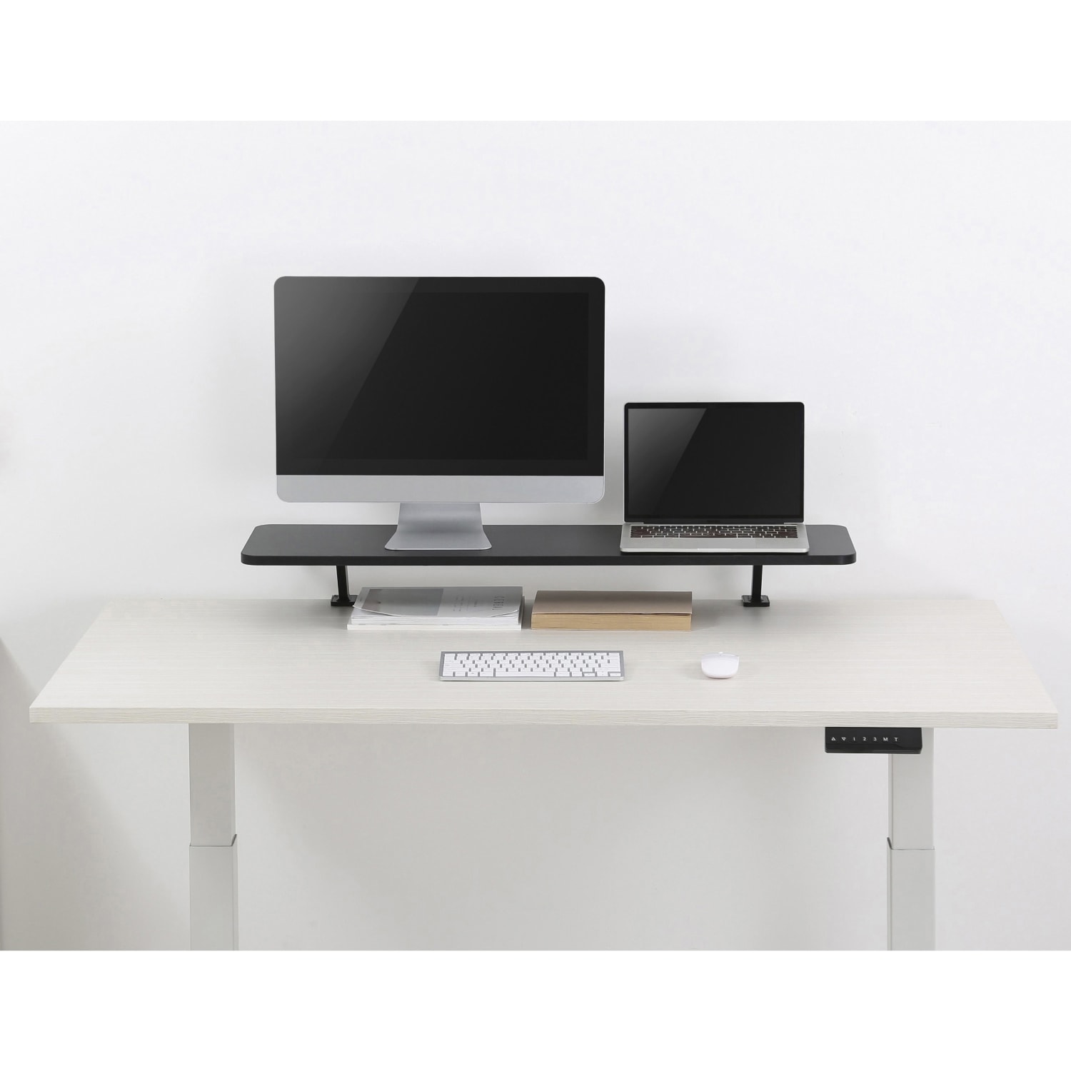 Kantek Monitor Stand - 40 lb Load Capacity - 5.10in Height x 39.40in Width x 10.20in Depth - Desk - Black - For Monitor, Supplies, File - Sturdy - Image 3